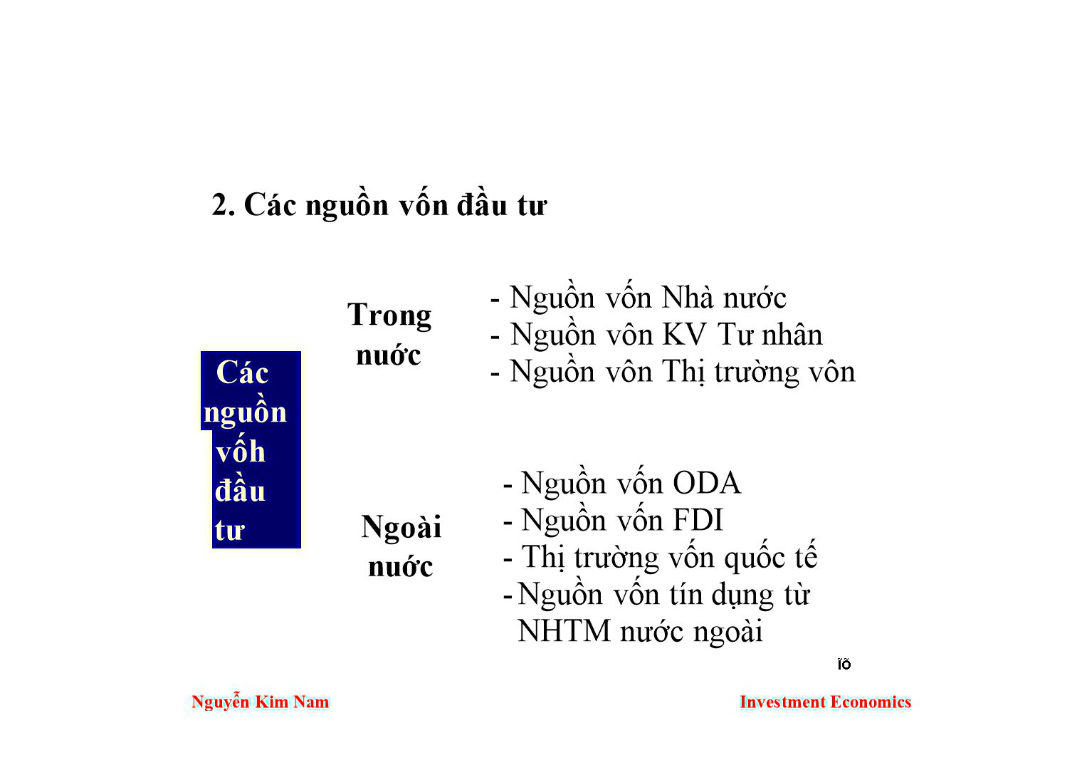 Bài giảng Kinh tế đầu tư - Chương 3: Nguồn vốn đầu tư, quản lý đầu tư và kế hoạch hóa đầu tư - Nguyễn Kim Nam trang 10