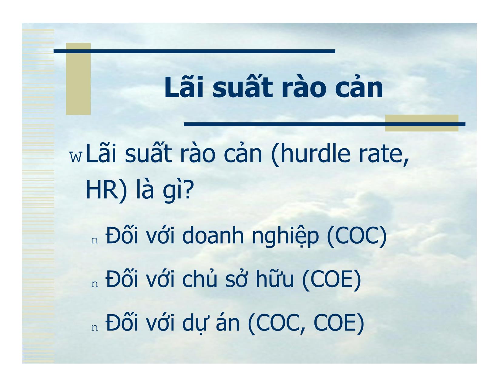 Bài giảng Tiêu chí quyết định đầu tư trang 4