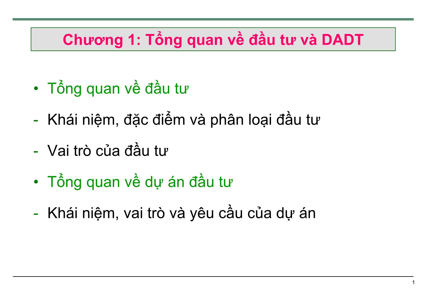 Bài giảng Quản trị dự án đầu tư trang 2