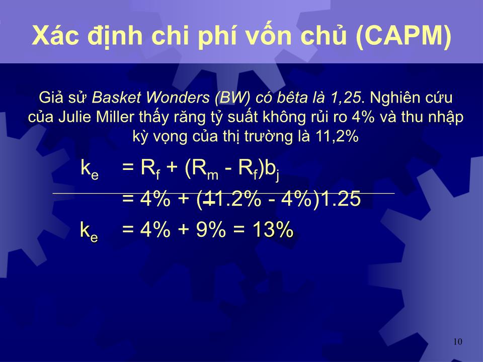 Bài giảng Tỷ suất sinh lợi cần thiết cho vốn đầu tư trang 10