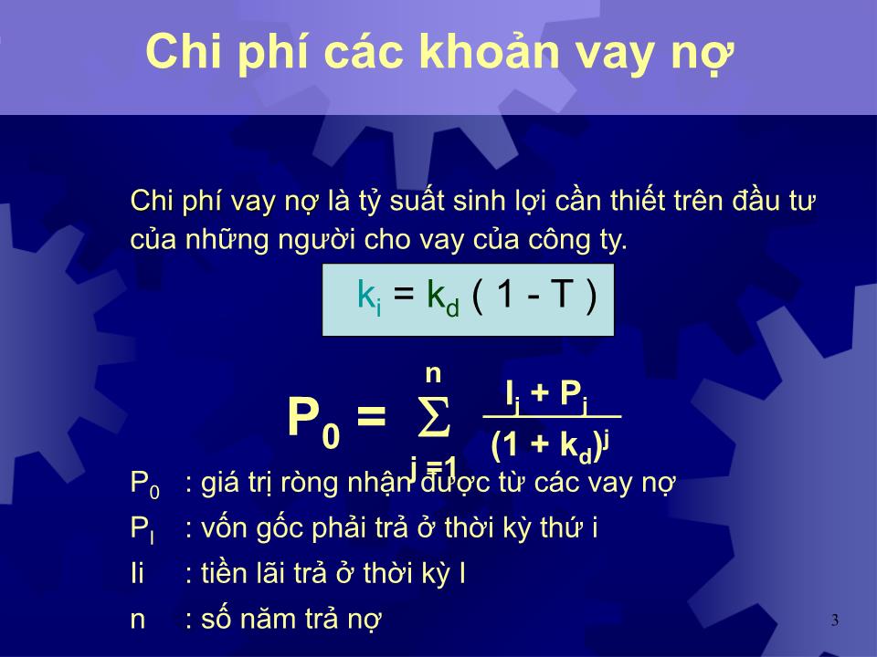 Bài giảng Tỷ suất sinh lợi cần thiết cho vốn đầu tư trang 3