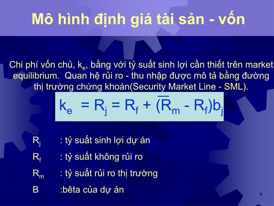 Bài giảng Tỷ suất sinh lợi cần thiết cho vốn đầu tư trang 9