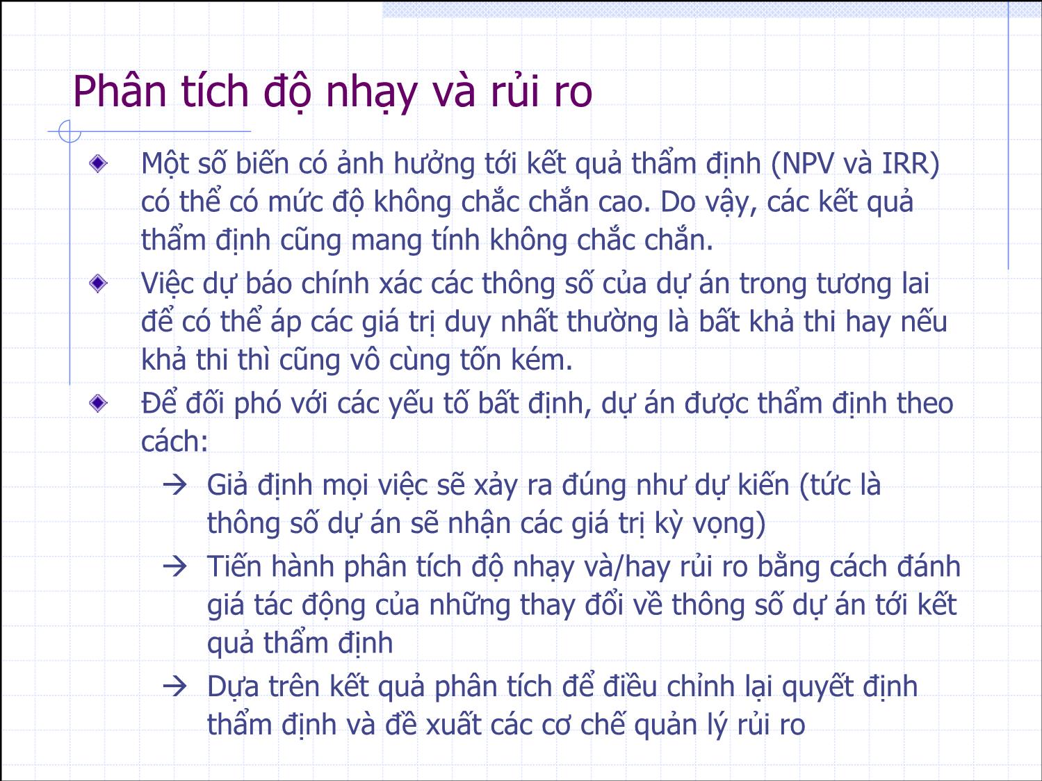 Bài giảng Thẩm định đầu tư công - Bài 5+6: Phân tích độ nhạy và rủi ro - Nguyễn Xuân Thành trang 3