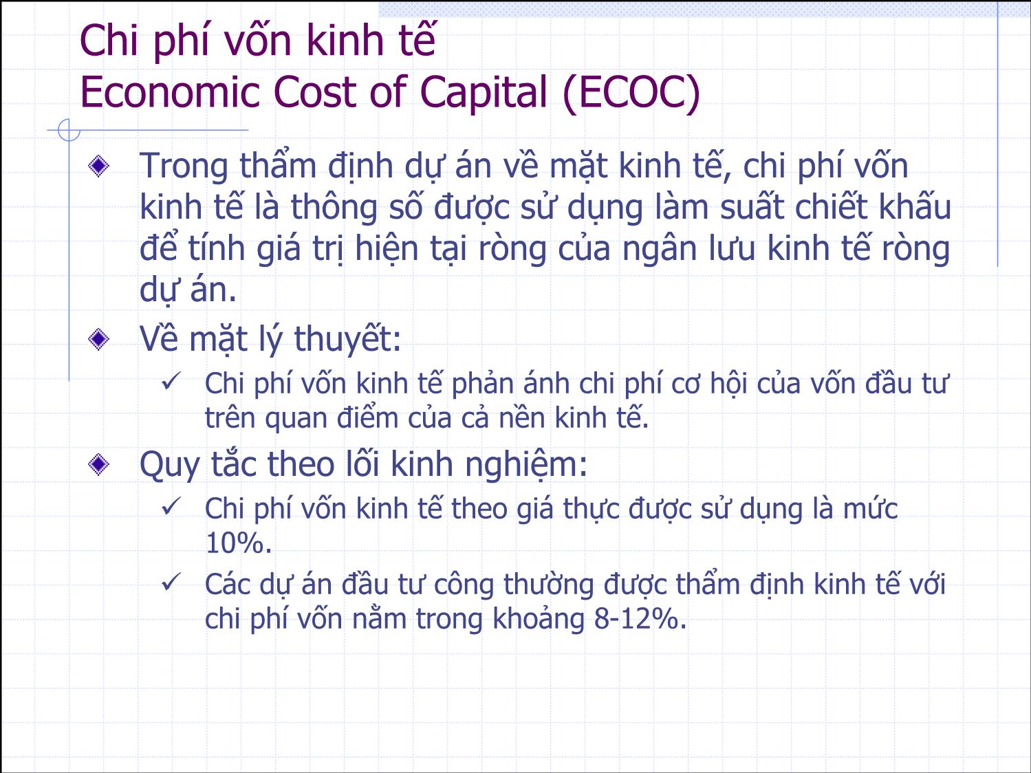 Bài giảng Thẩm định đầu tư công - Bài 10: Chi phí vốn kinh tế - Nguyễn Xuân Thành trang 2