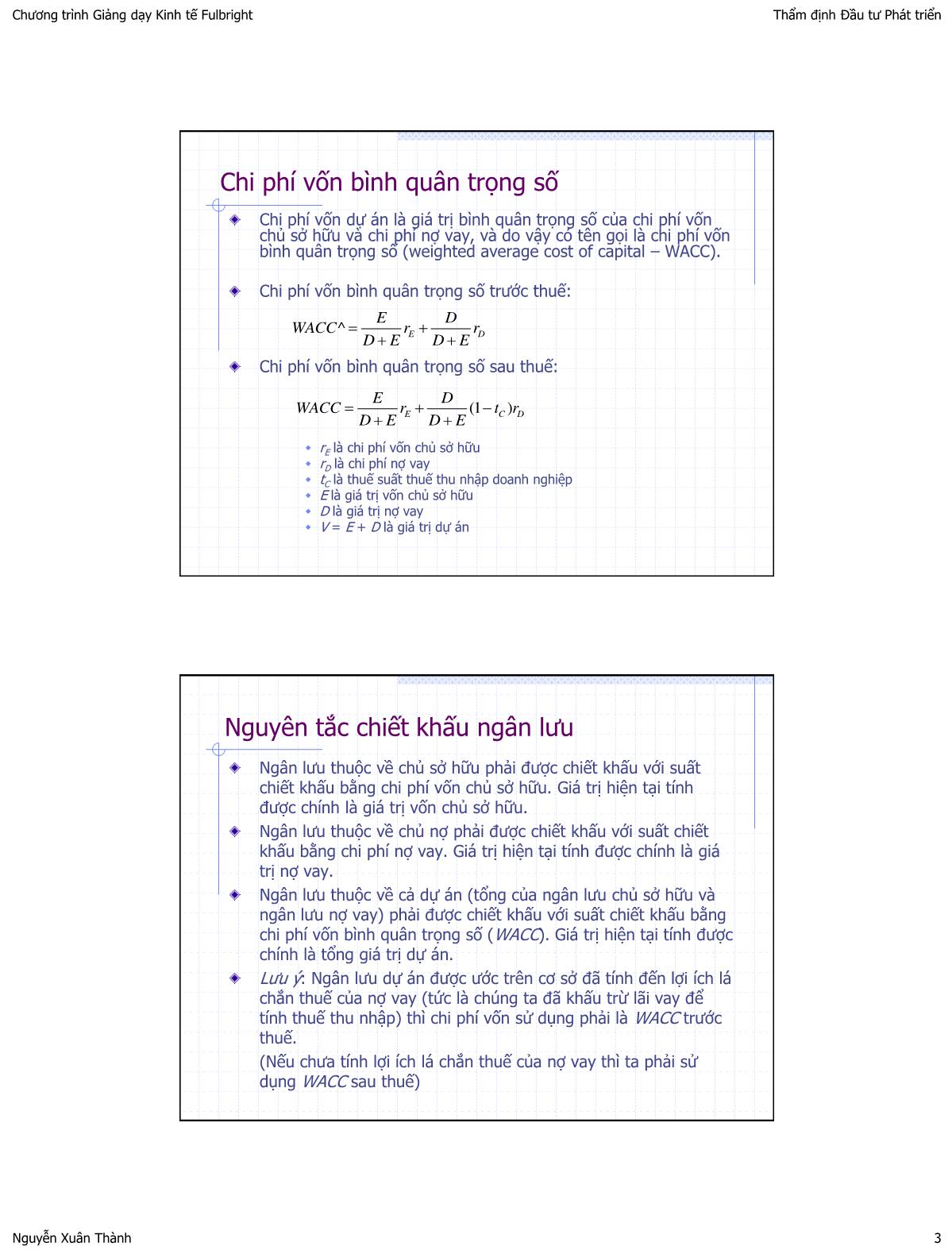 Bài giảng Thẩm định đầu tư công - Bài 4: Ước tính chi phí vốn tài chính trong thẩm định dự án - Huỳnh Thế Du trang 3