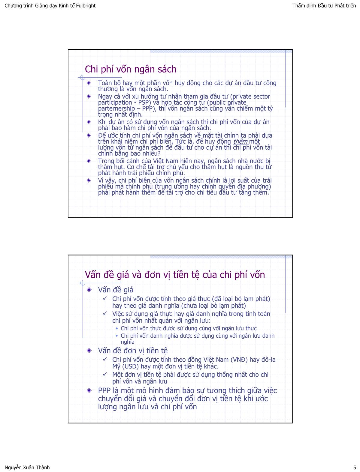 Bài giảng Thẩm định đầu tư công - Bài 4: Ước tính chi phí vốn tài chính trong thẩm định dự án - Huỳnh Thế Du trang 5