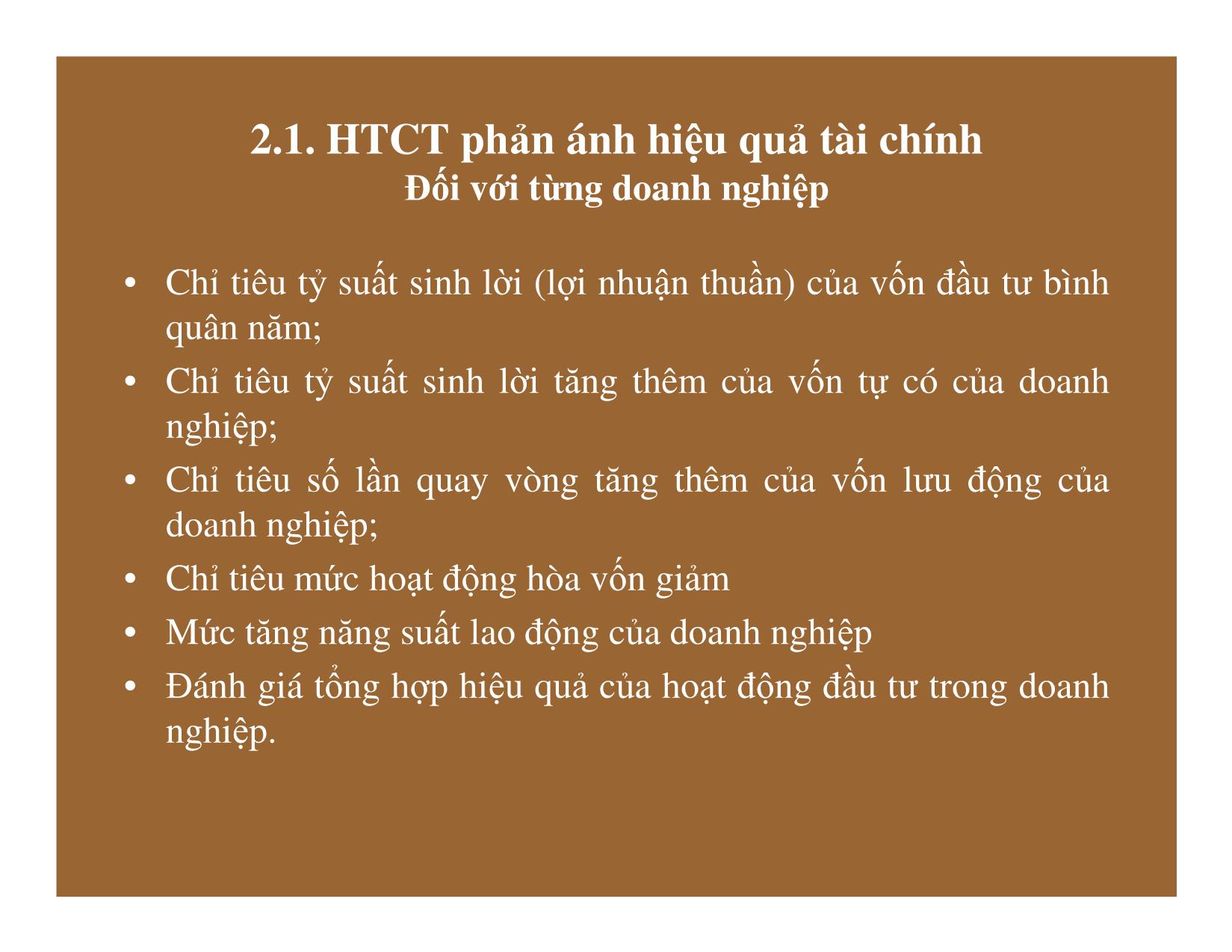 Bài giảng Thống kê đầu tư và xây dựng - Chương 4: Thống kê hiệu quả của đầu tư trang 10