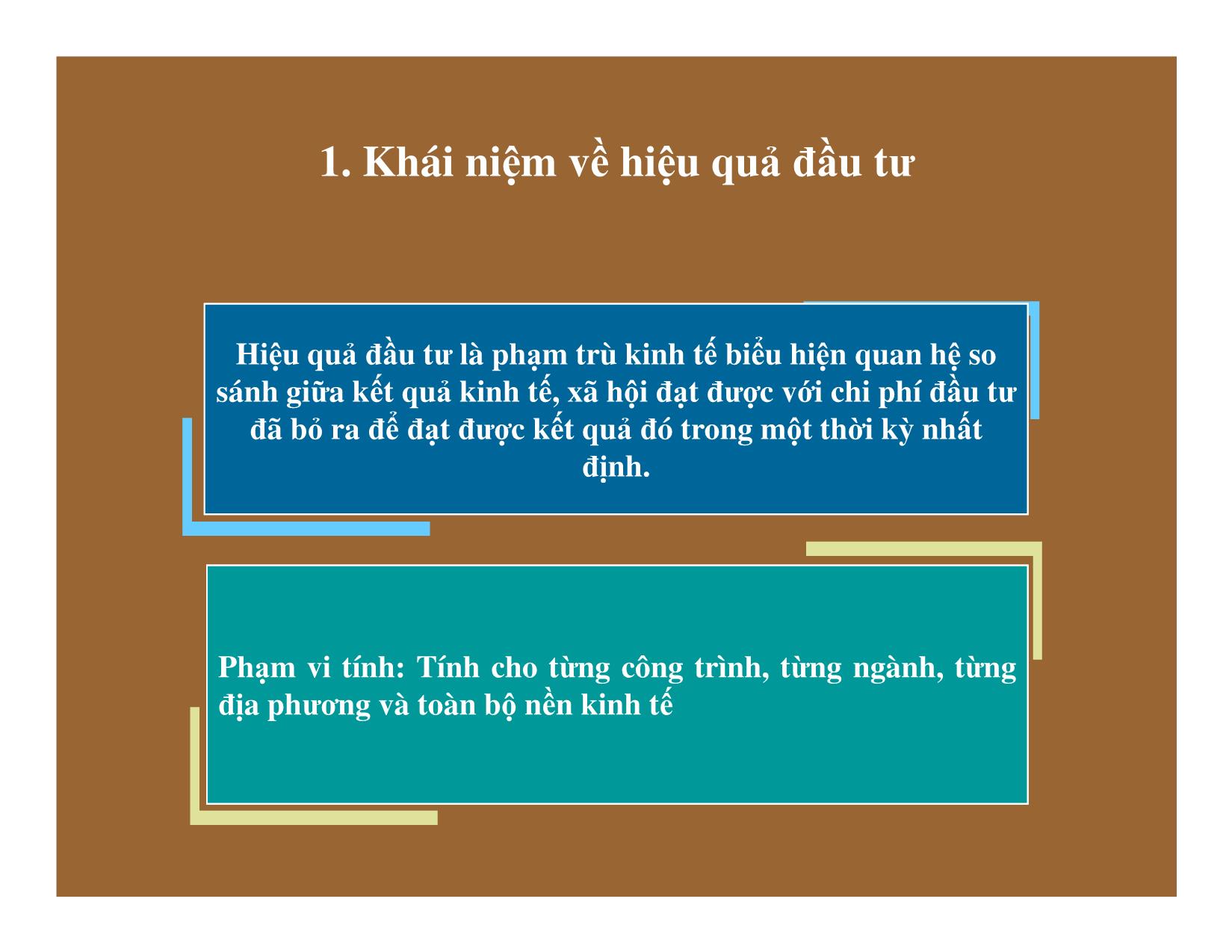 Bài giảng Thống kê đầu tư và xây dựng - Chương 4: Thống kê hiệu quả của đầu tư trang 3