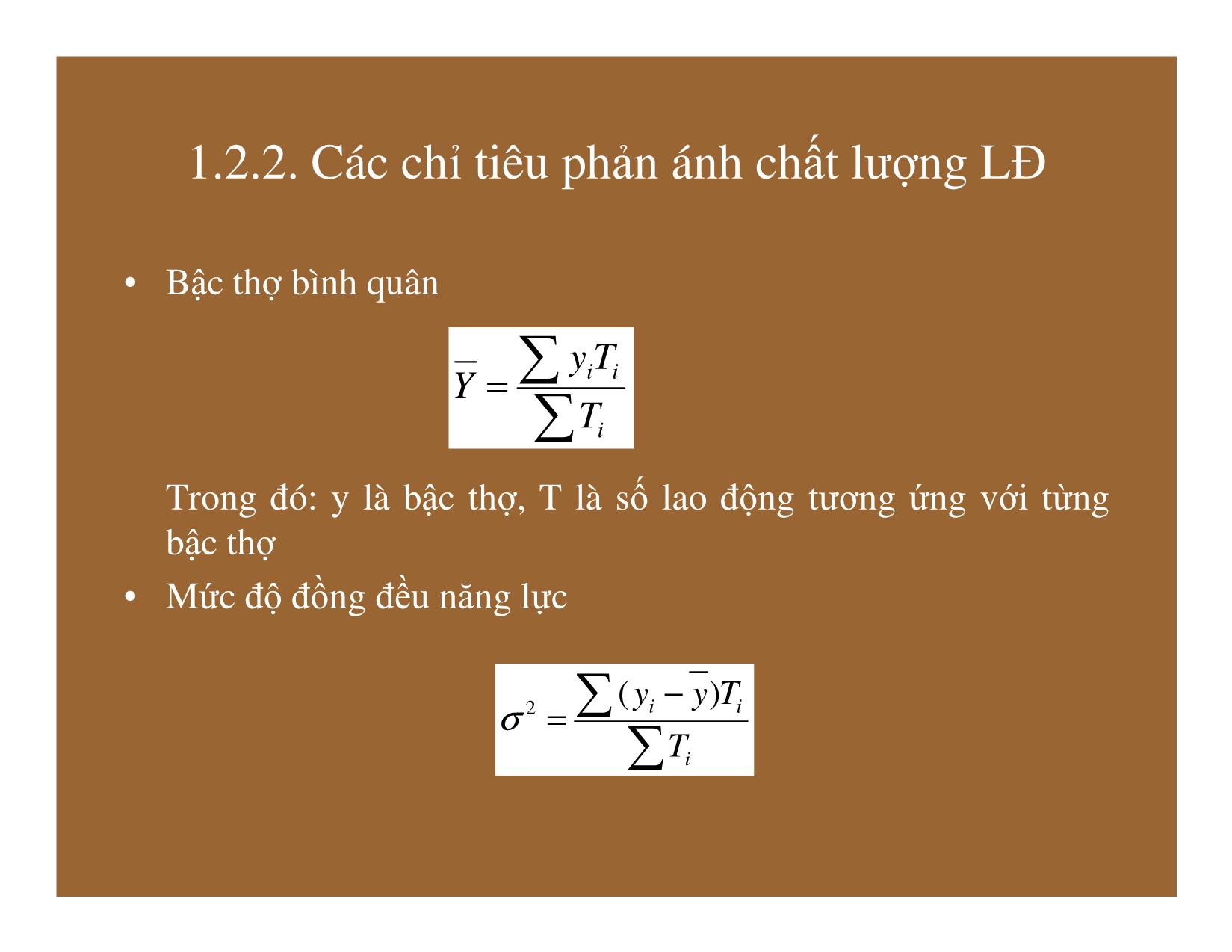 Bài giảng Thống kê đầu tư và xây dựng - Chương 7: Thống kê lao động trong đơn vị xây dựng trang 10