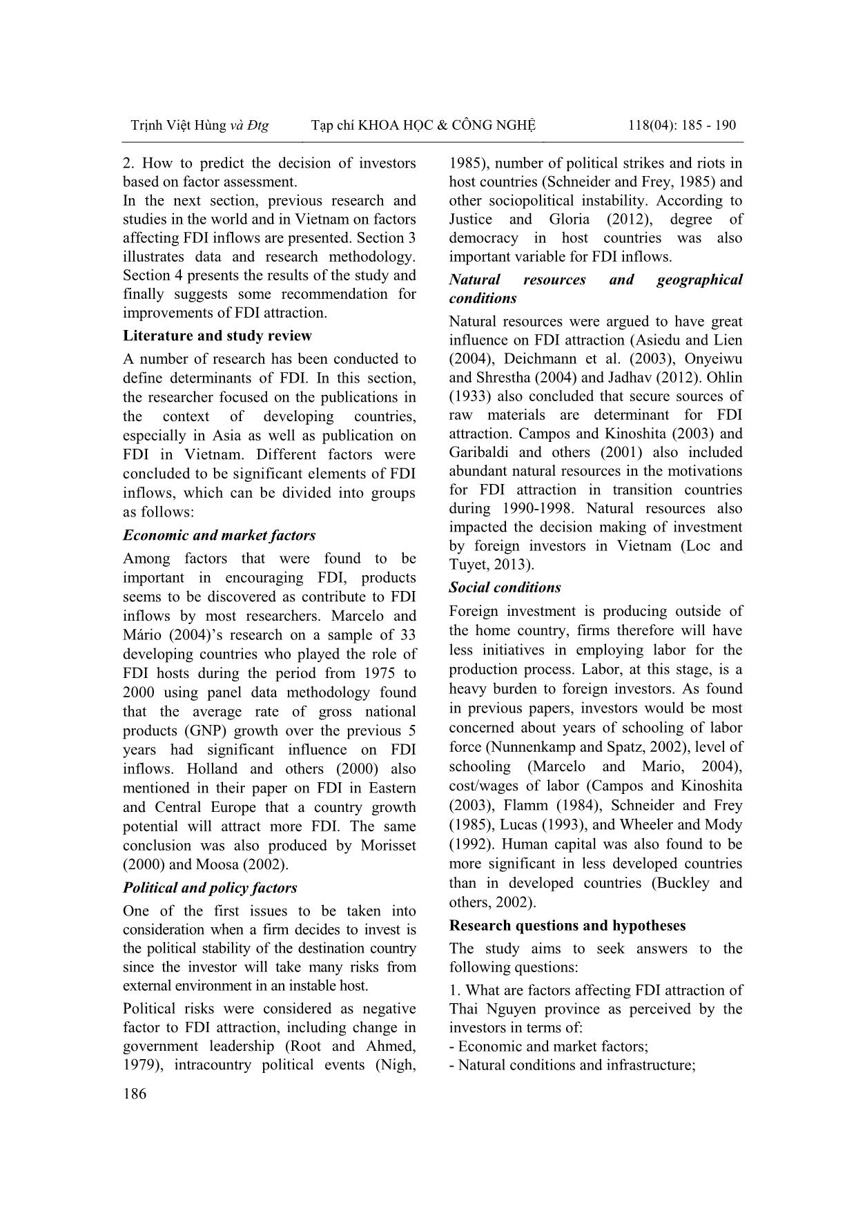 Factors affecting foreign direct investment attraction a case study of Thai Nguyen province trang 2