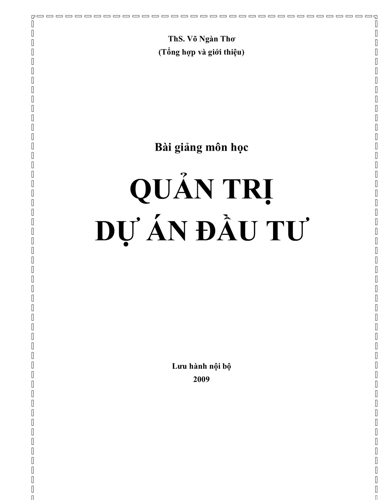 Giáo trình Quản trị dự án đầu tư trang 1