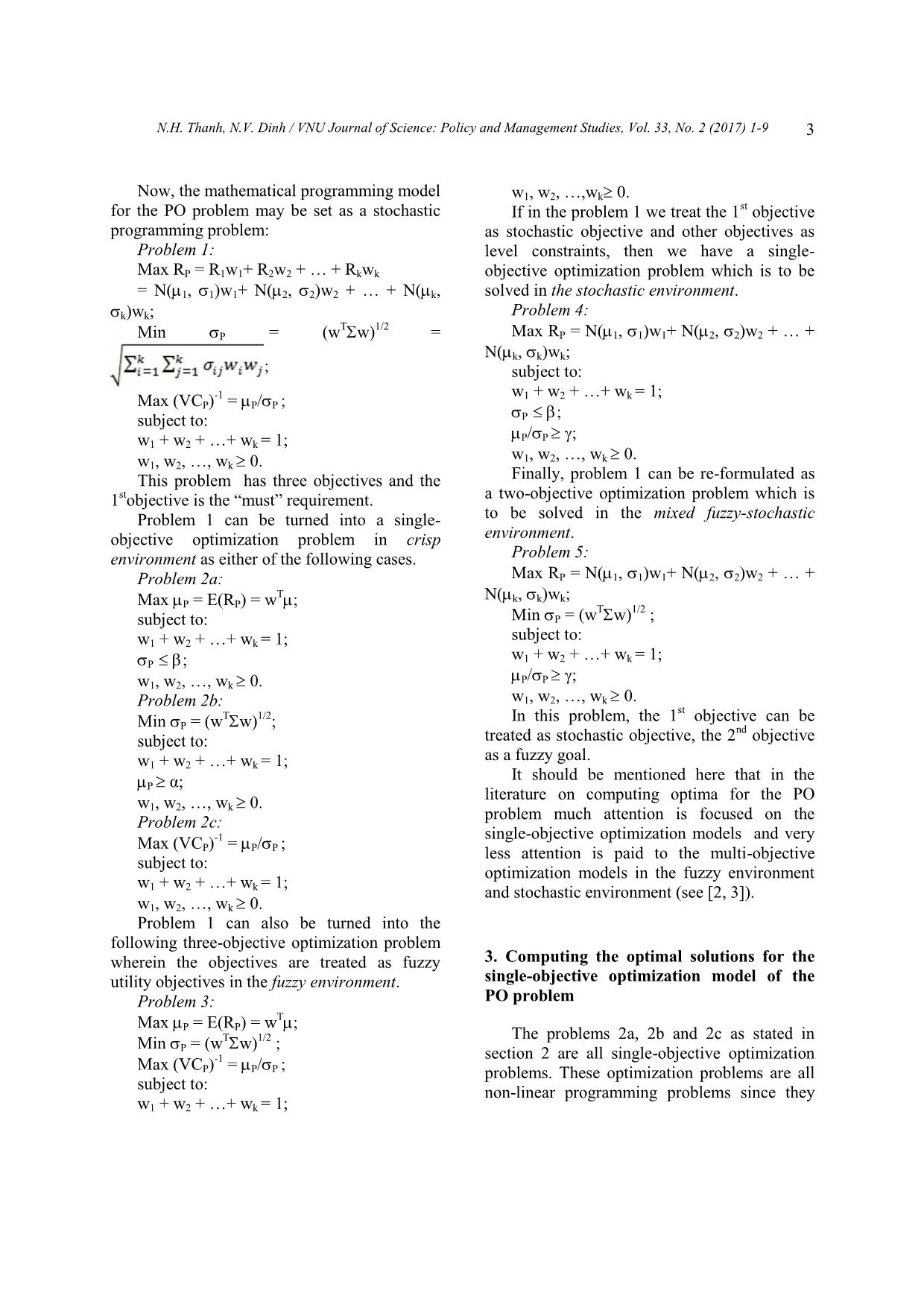 Portfolio optimization: Some aspects of modeling and computing trang 3