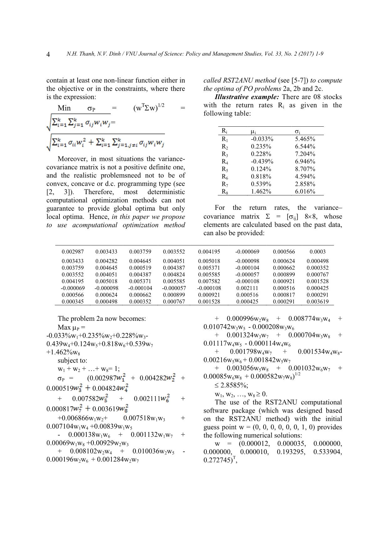 Portfolio optimization: Some aspects of modeling and computing trang 4