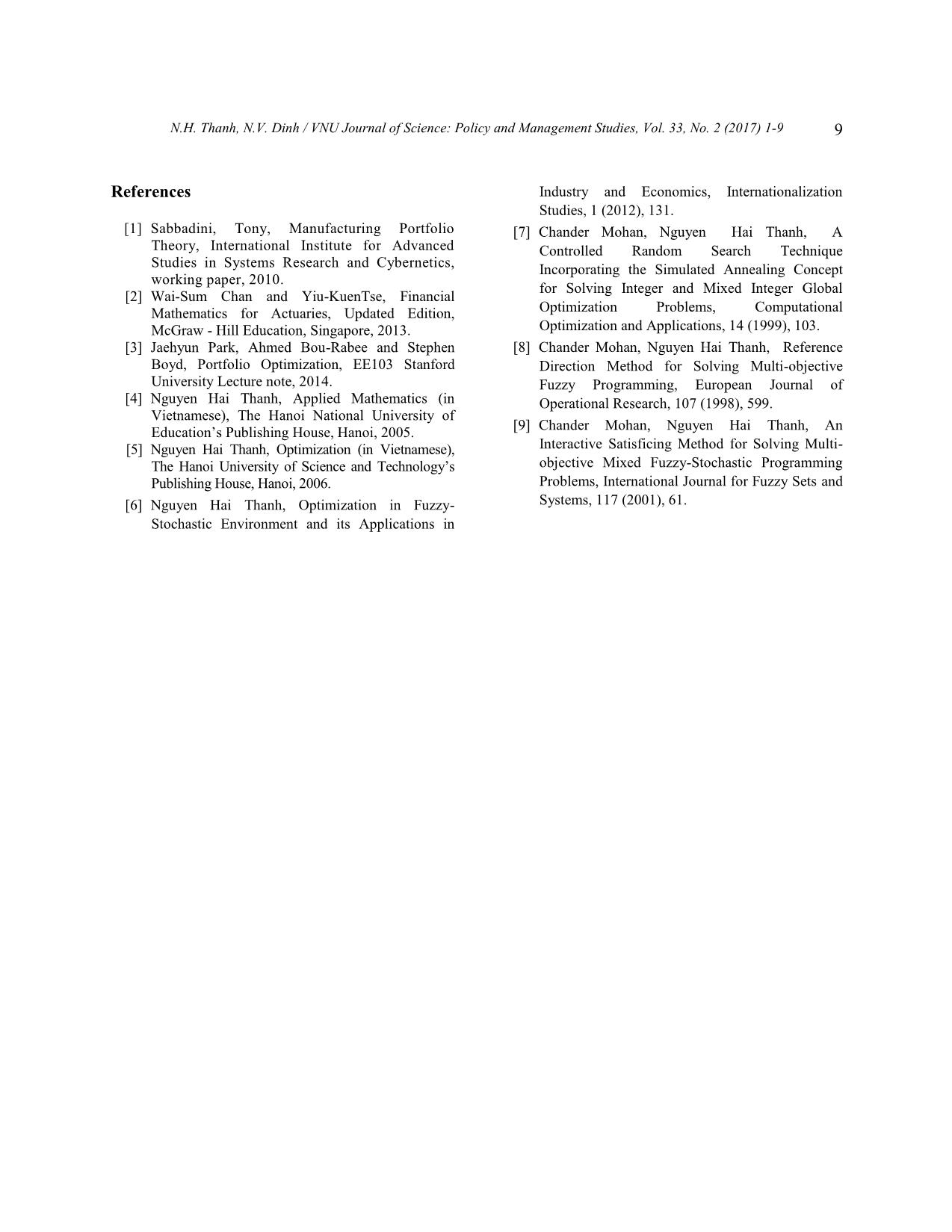 Portfolio optimization: Some aspects of modeling and computing trang 9