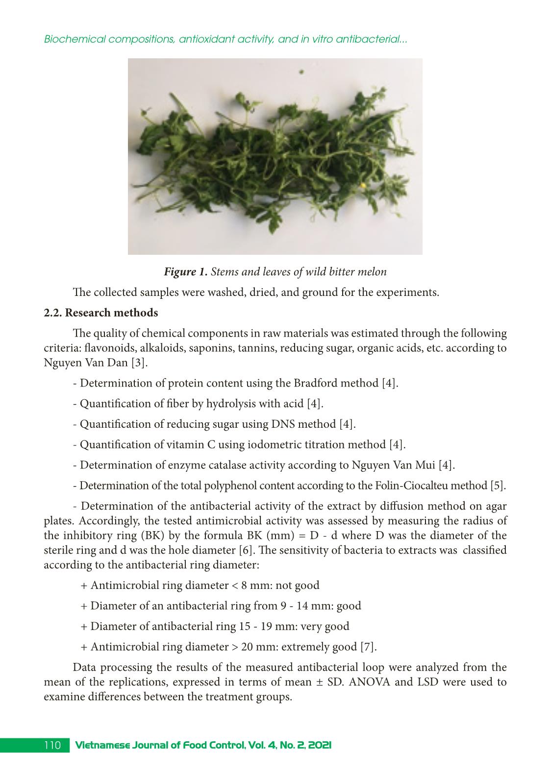 Biochemical compositions, antioxidant activity, and in vitro antibacterial activity of extract from wild bitter melon (momordica charantia var. abbreviata ser.) trang 2