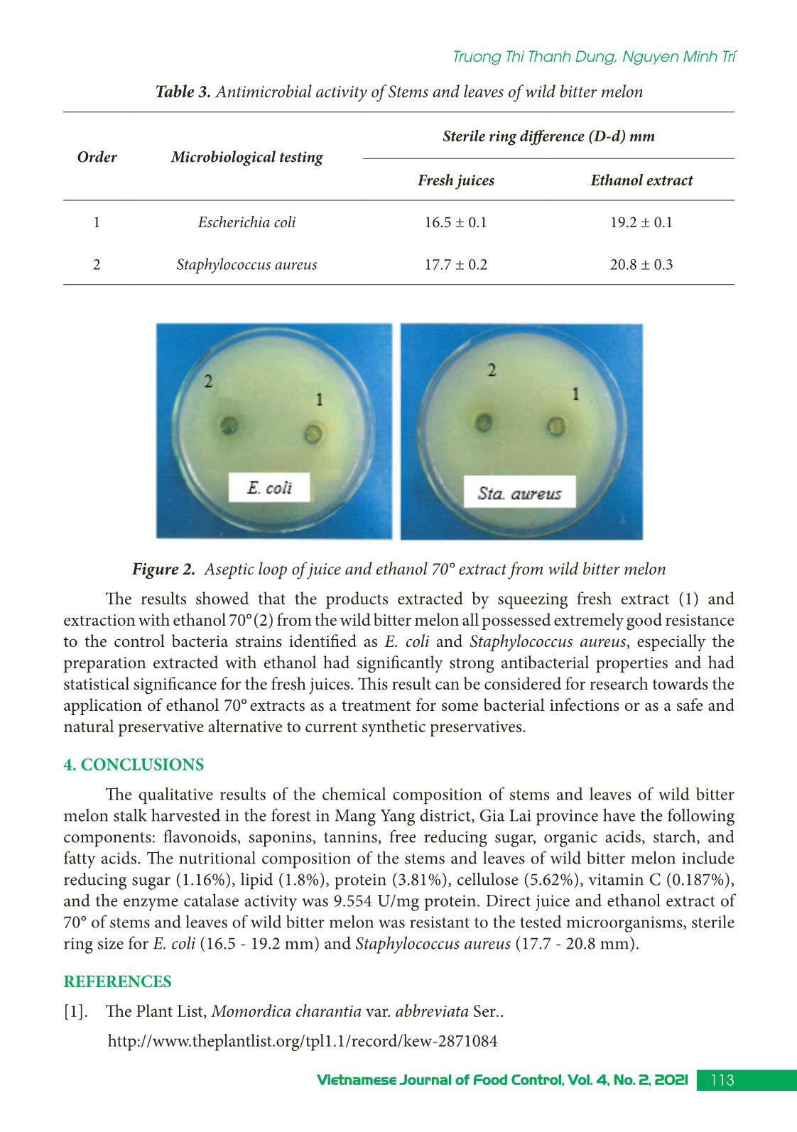 Biochemical compositions, antioxidant activity, and in vitro antibacterial activity of extract from wild bitter melon (momordica charantia var. abbreviata ser.) trang 5