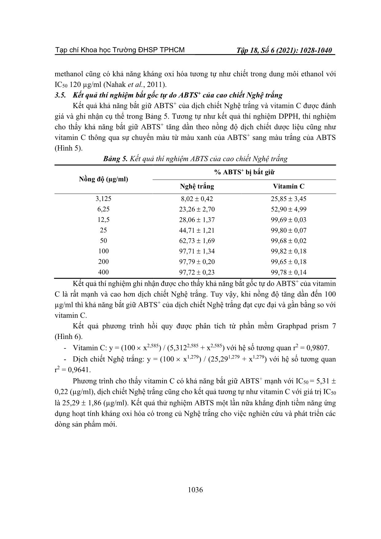 Đánh giá hoạt tính kháng oxy hóa của cao chiết nghệ trắng (curcuma aromatica salisb) trang 9