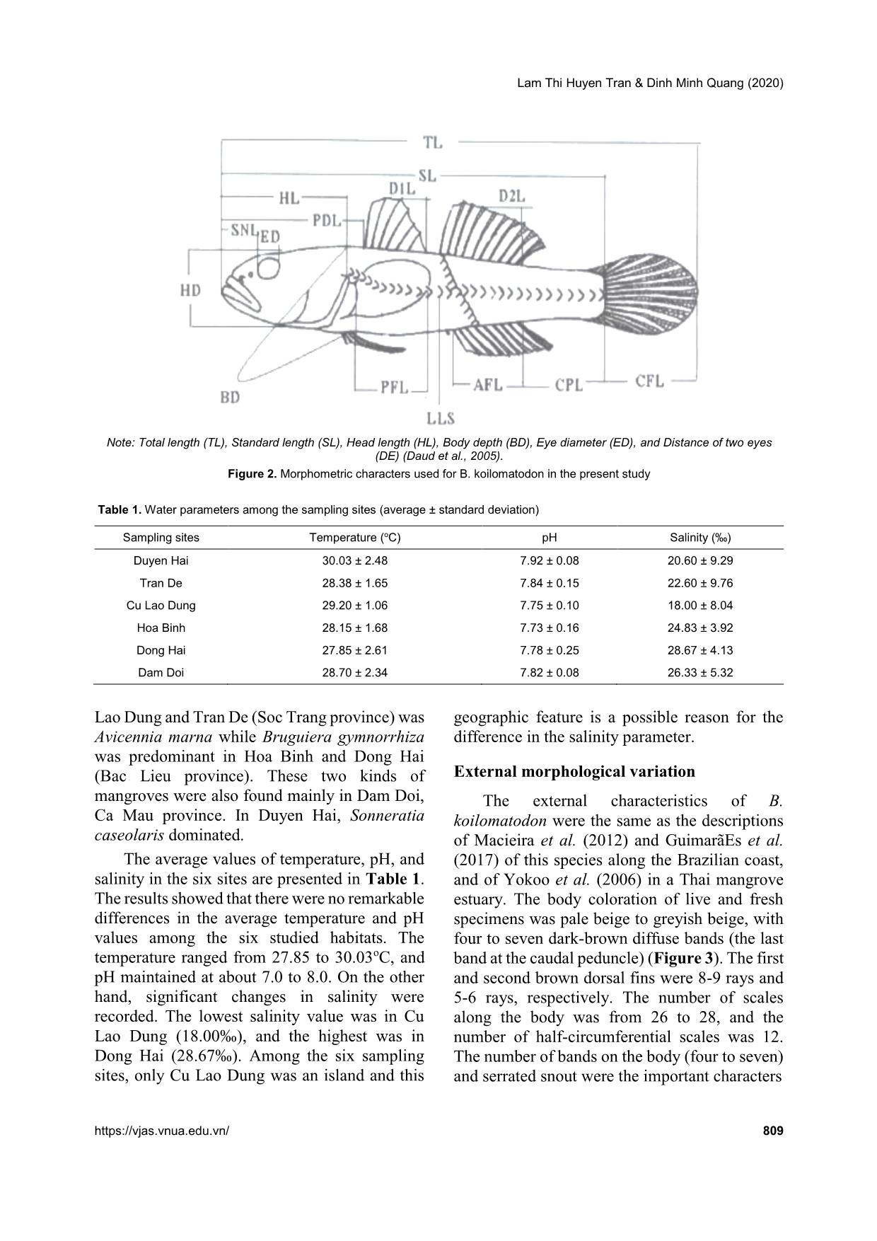 Morphometric and meristic variability in butis koilomatodon (gobiiformes: eleotridae) in estuarine and coastal areas of the Mekong delta trang 4