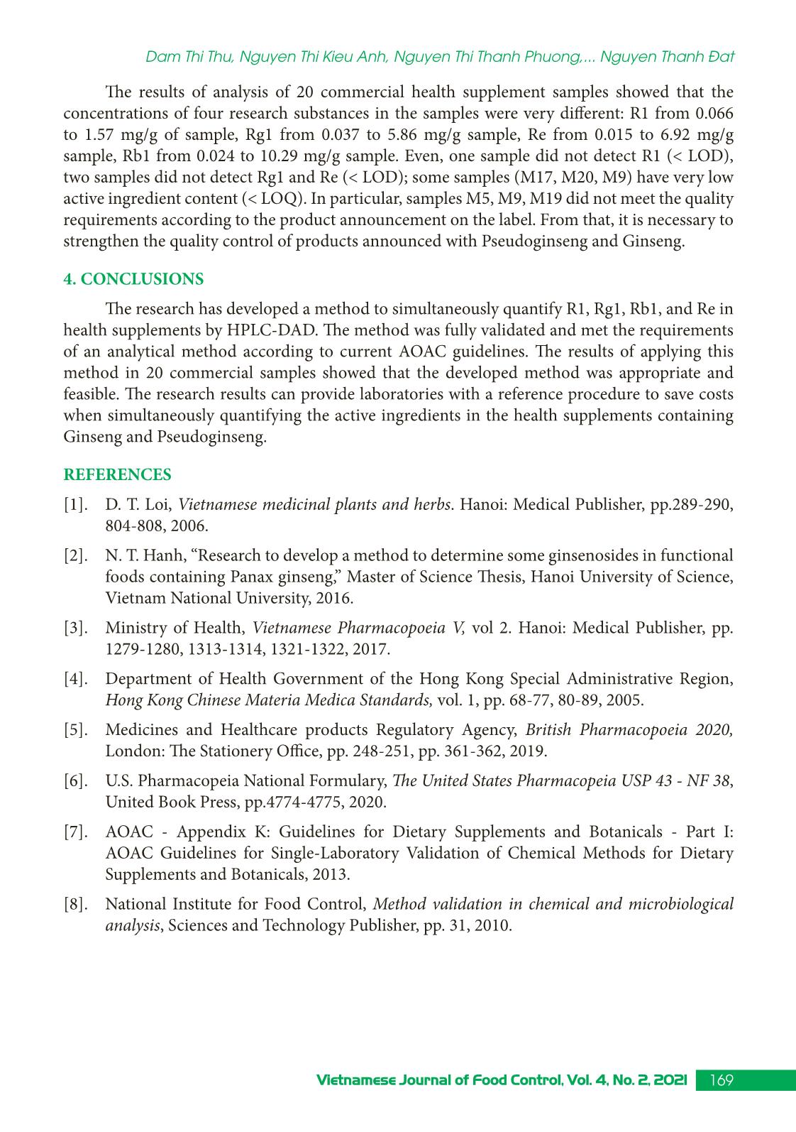 Simultaneous determination of notoginsenoside R1 and ginsenosides Rg1, Re, Rb1 in dietary supplements by HPLC-DAD trang 10