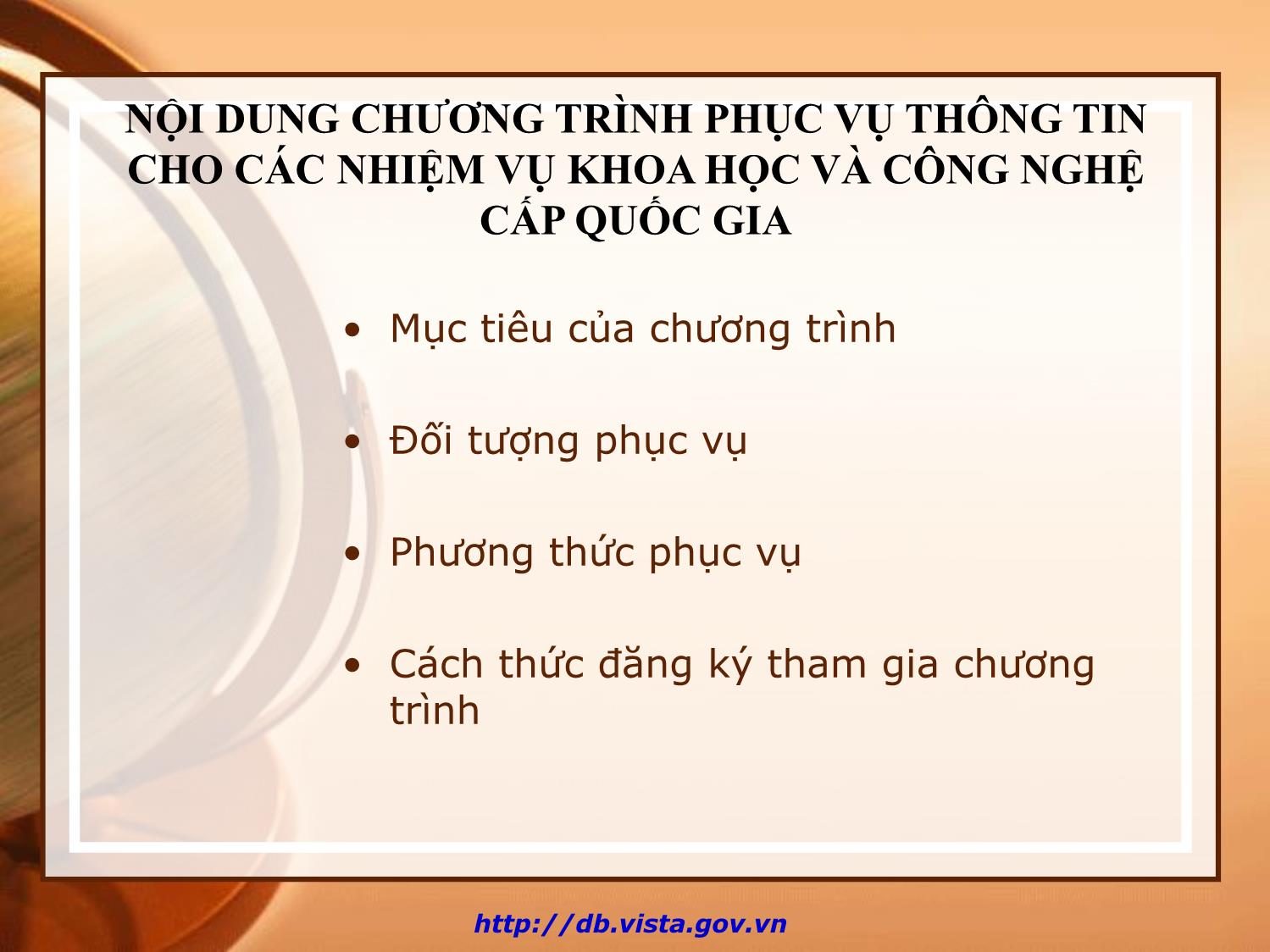 Bài giảng Đảm bảo thông tin cho các nhiệm vụ khoa học và công nghệ cấp quốc gia trang 4