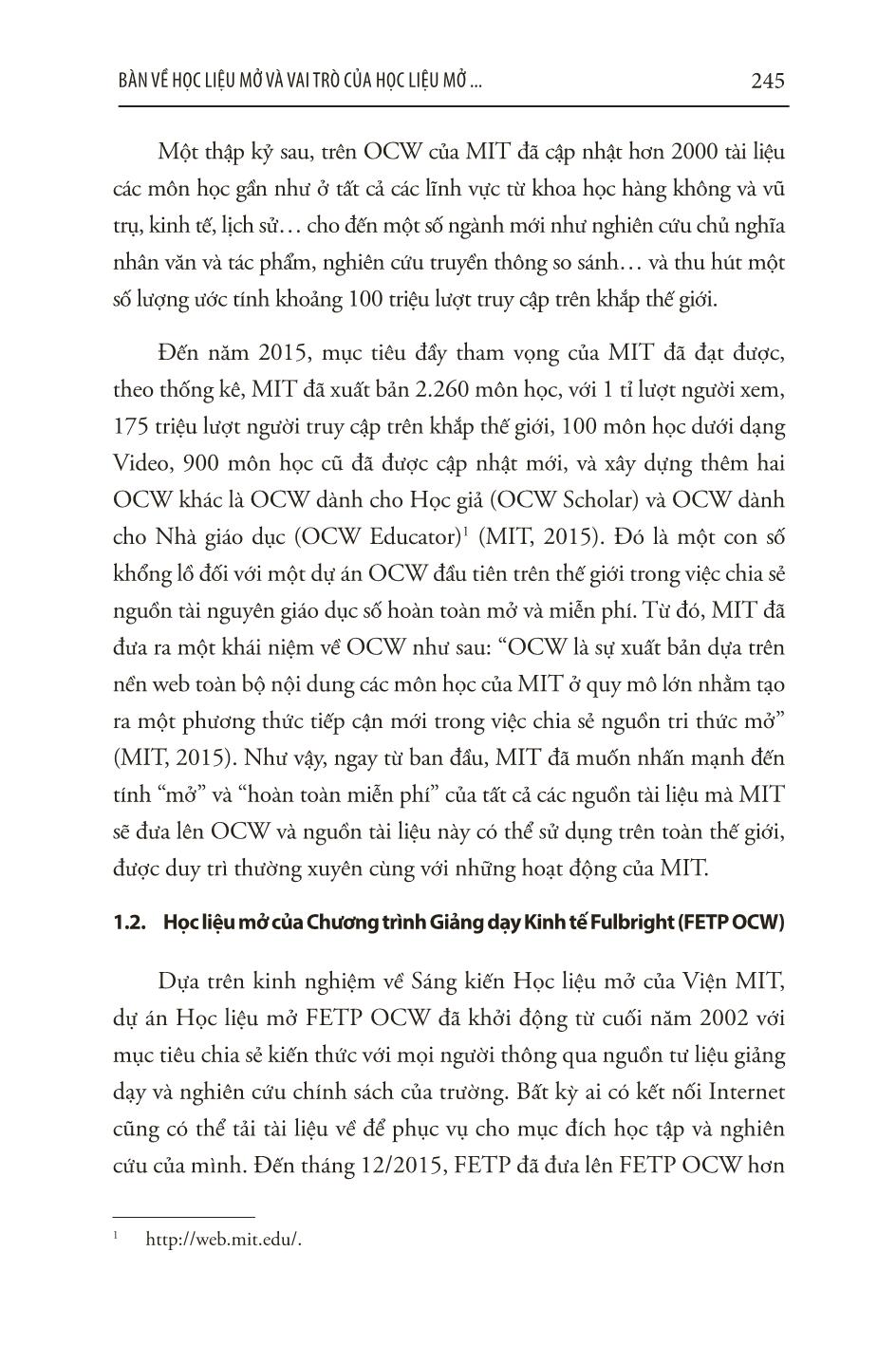 Bàn về học liệu mở và vai trò của học liệu mở trong đào tạo ngành khoa học thông tin - Thư viện tại các trường Đại học ở Việt Nam trang 2