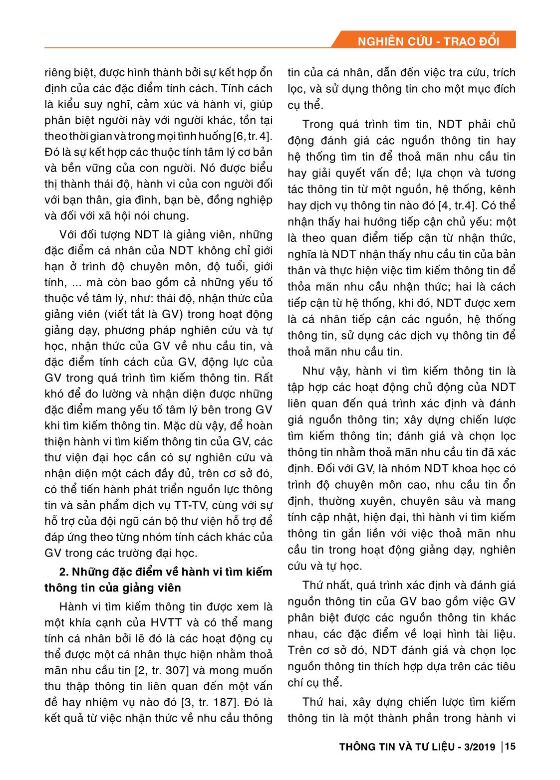 Đặc điểm tính cách và hành vi tìm kiếm thông tin của giảng viên trang 2