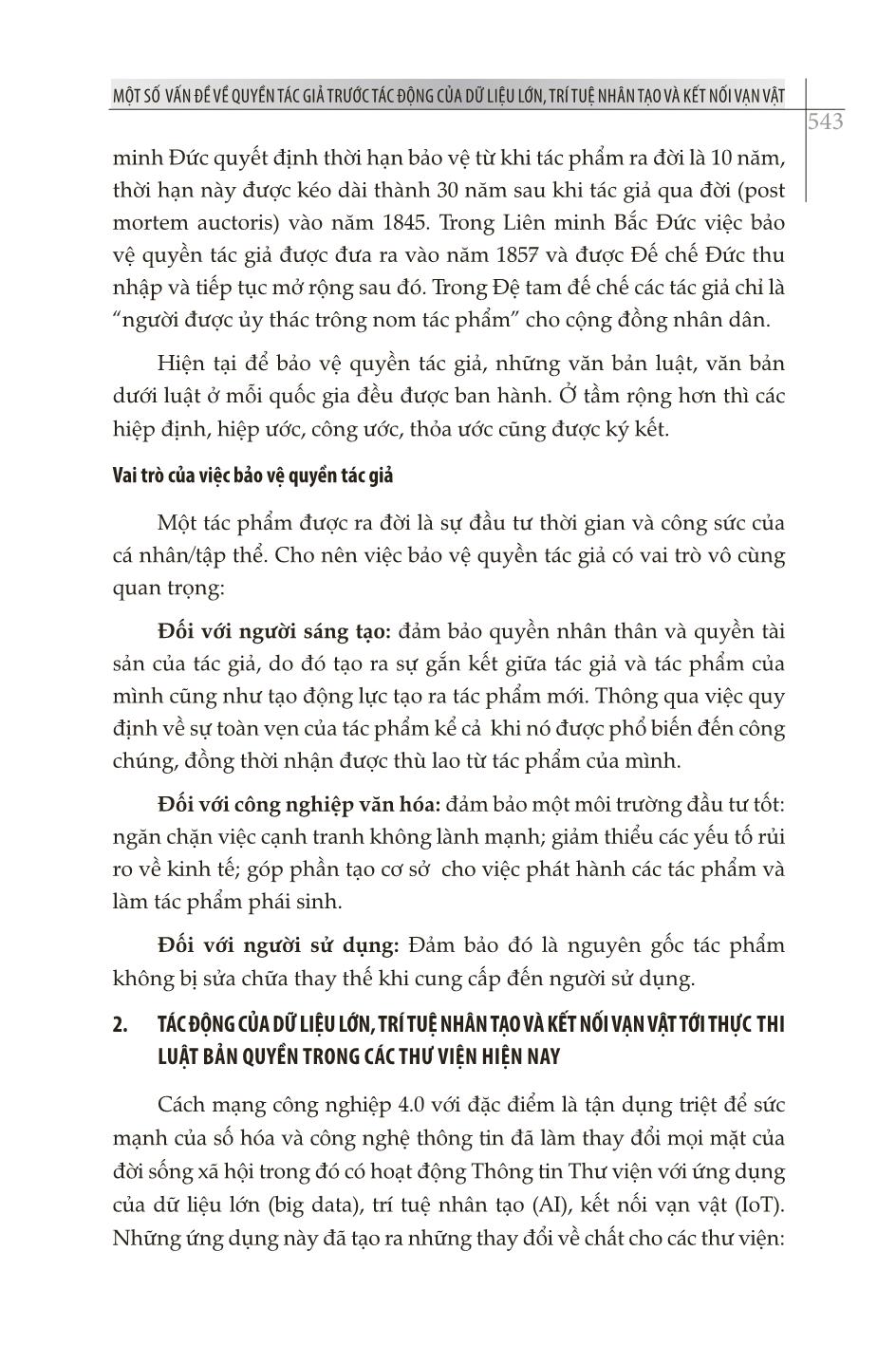 Một số vấn đề về quyền tác giả trước tác động của dữ liệu lớn, trí tuệ nhân tạo và kết nối vạn vật trang 4