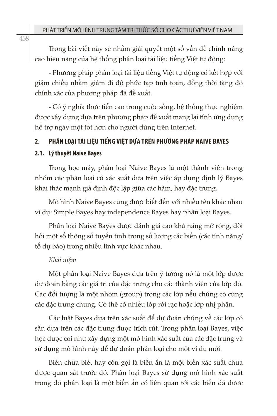 Nghiên cứu lý thuyết Naive Bayes và ứng dụng phân loại tài liệu tiếng Việt trong thư viện số trang 2