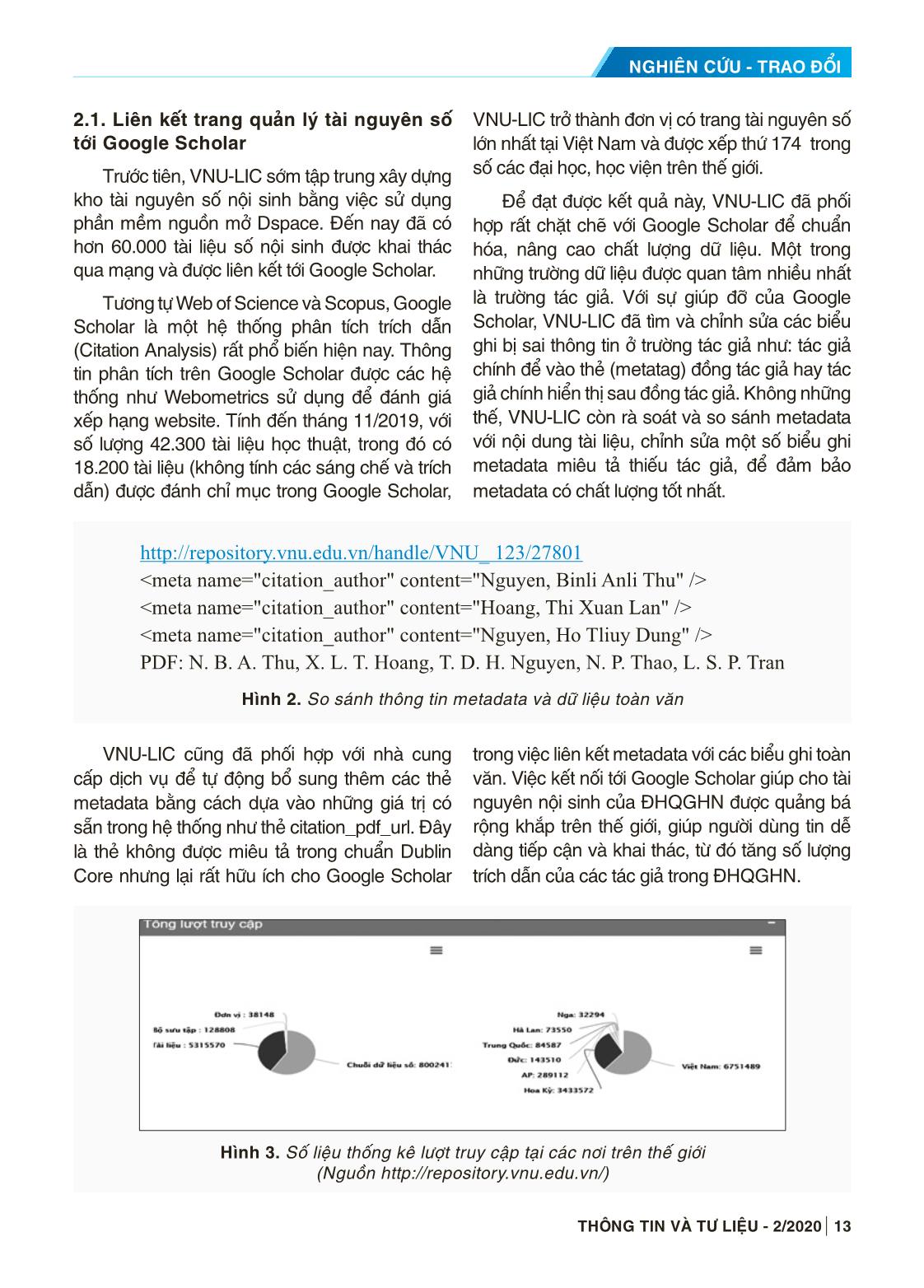 Tăng cường trích dẫn và ảnh hưởng học thuật của đại học Quốc gia Hà Nội thông qua trắc lượng thư mục VNU-LIC trang 3