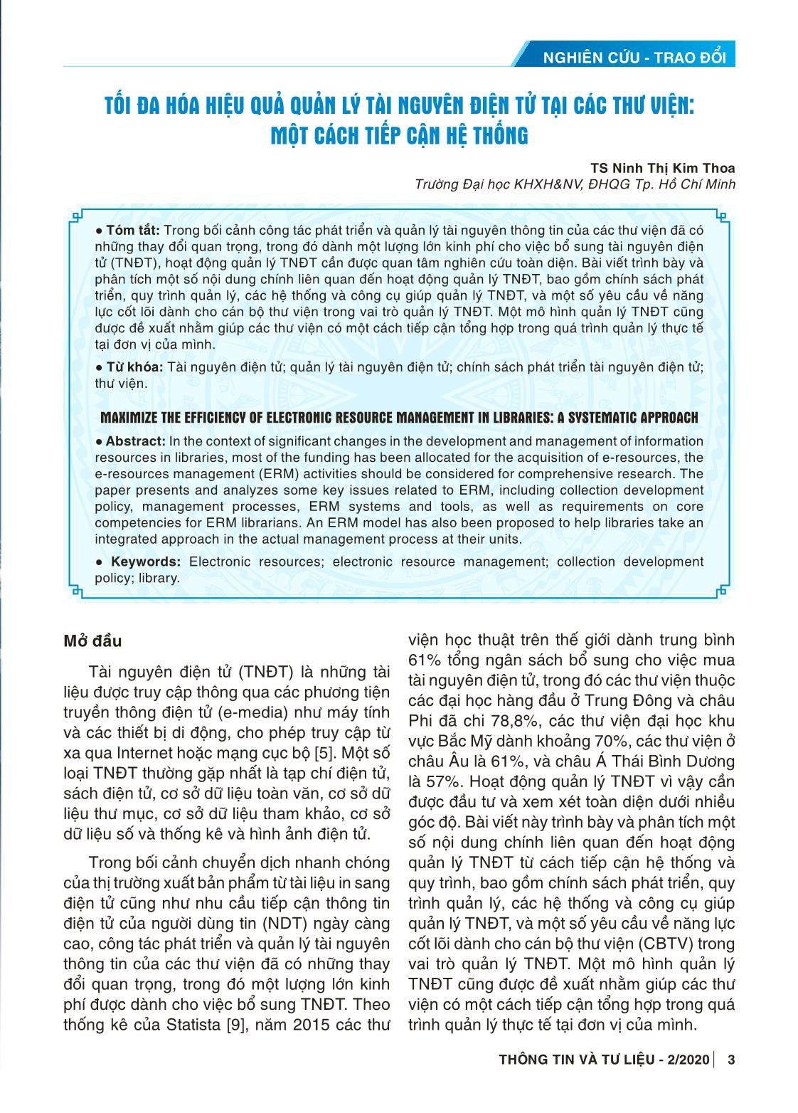 Tối đa hóa hiệu quả quản lý tài nguyên điện tử tại các thư viện: Một cách tiếp cận hệ thống trang 1