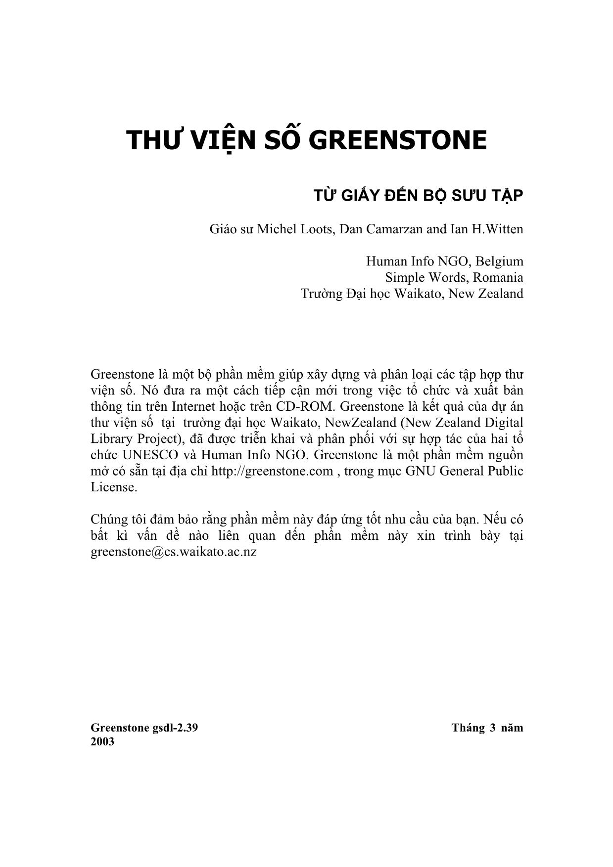 Thư viện số Greenstone trang 1