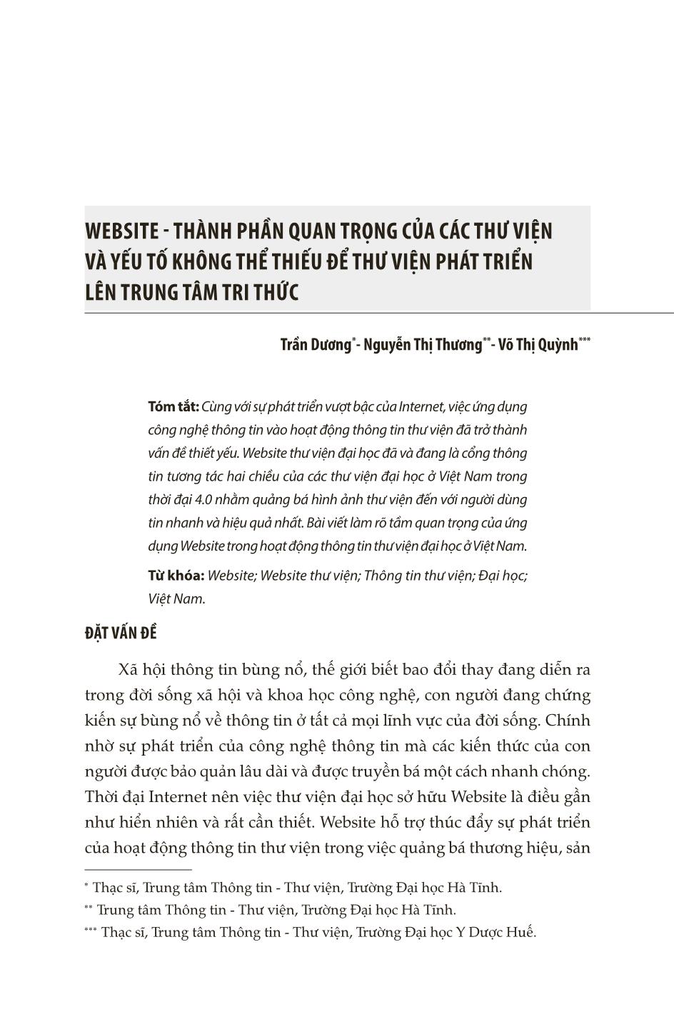 Website - Thành phần quan trọng của các thư viện và yếu tố không thể thiếu để thư viện phát triển lên trung tâm tri thức trang 1