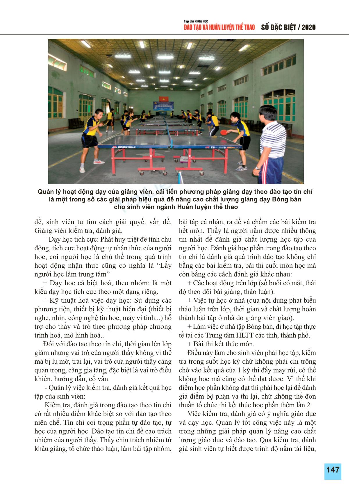 Giải pháp nâng cao chất lượng dạy học môn bóng bàn cho sinh viên ngành huấn luyện thể thao đào tạo theo học chế tín chỉ ở trường Đại học Thể dục thể thao Bắc Ninh trang 4
