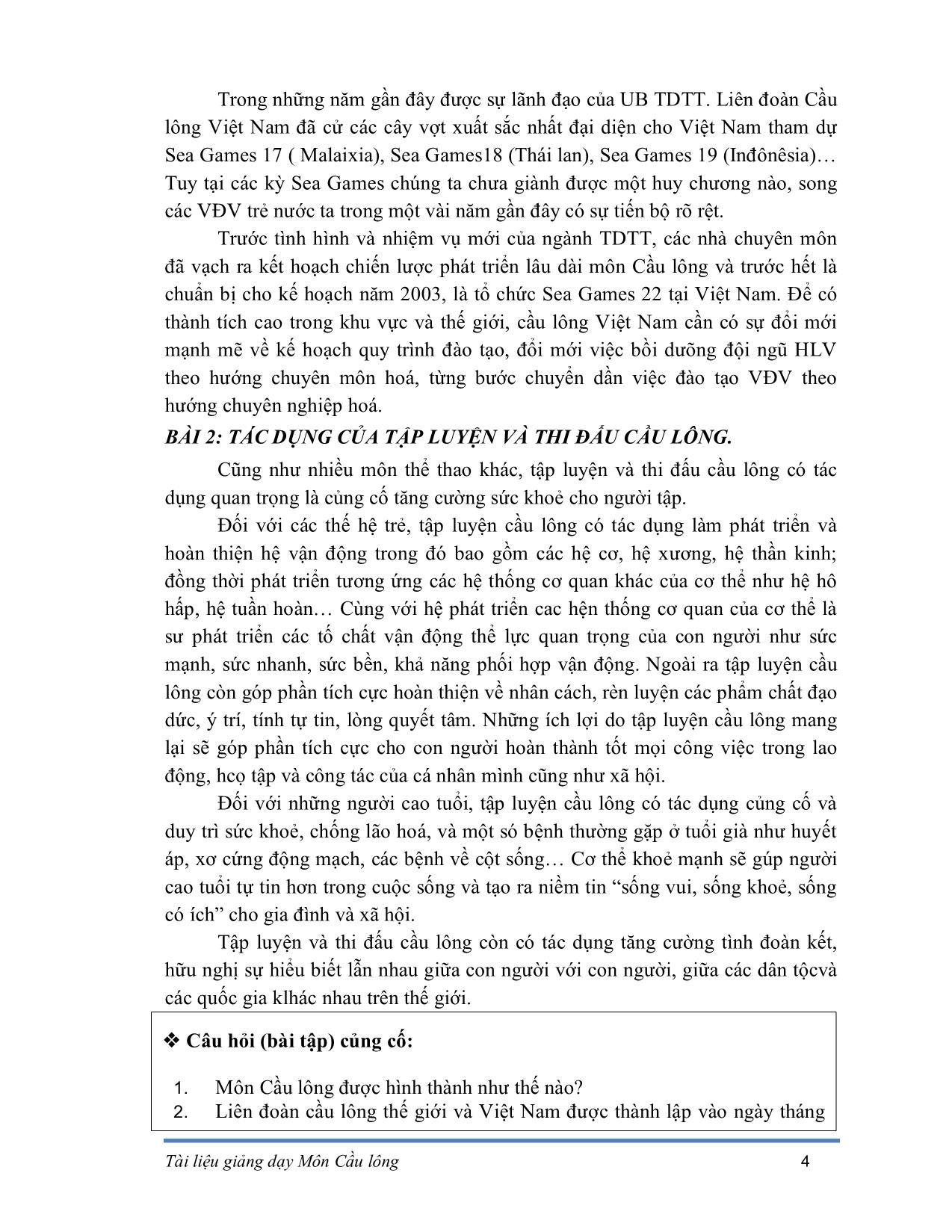 Giáo trình Cầu lông trang 7