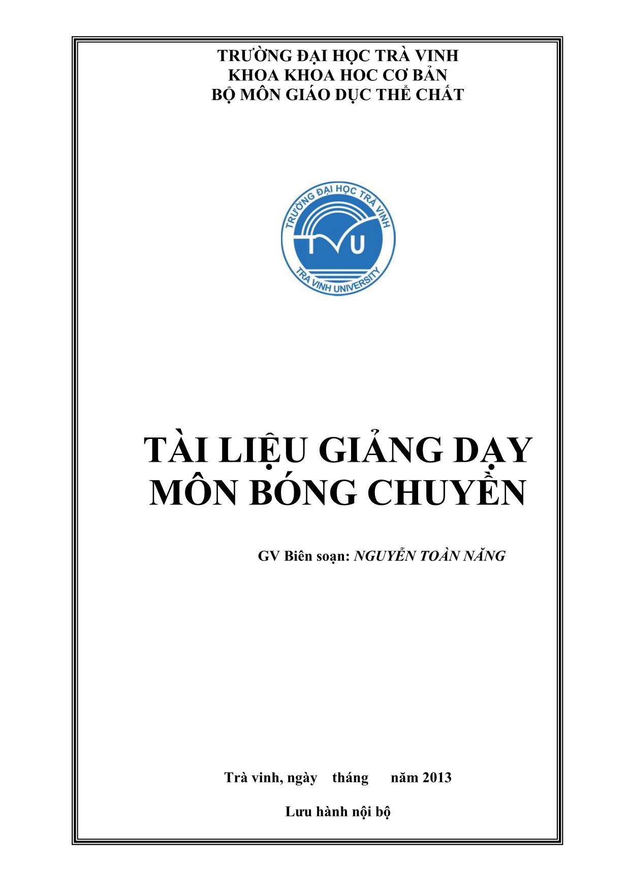 Giáo trình Bóng chuyền trang 1