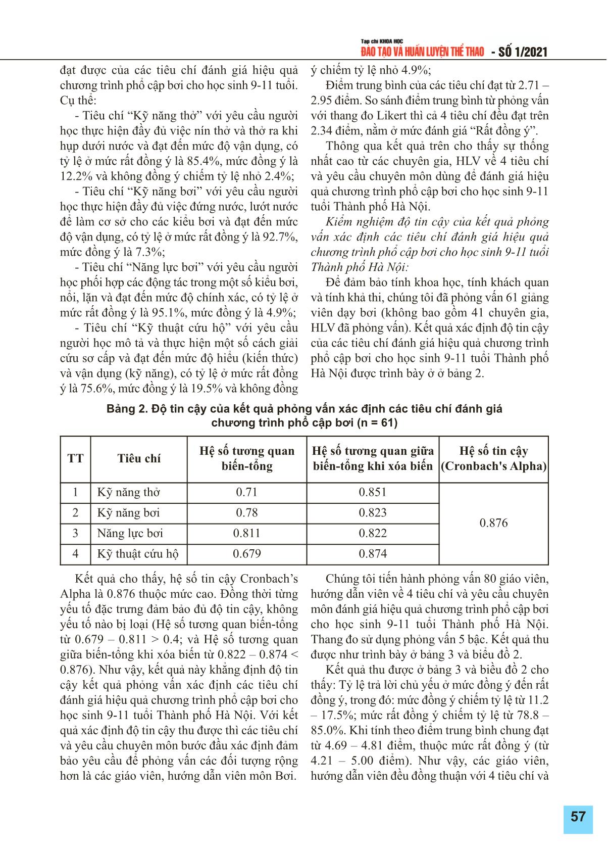 Tiêu chí và test đánh giá hiệu quả chương trình phổ cập bơi cho học sinh 9-11 tuổi thành phố Hà Nội trang 3