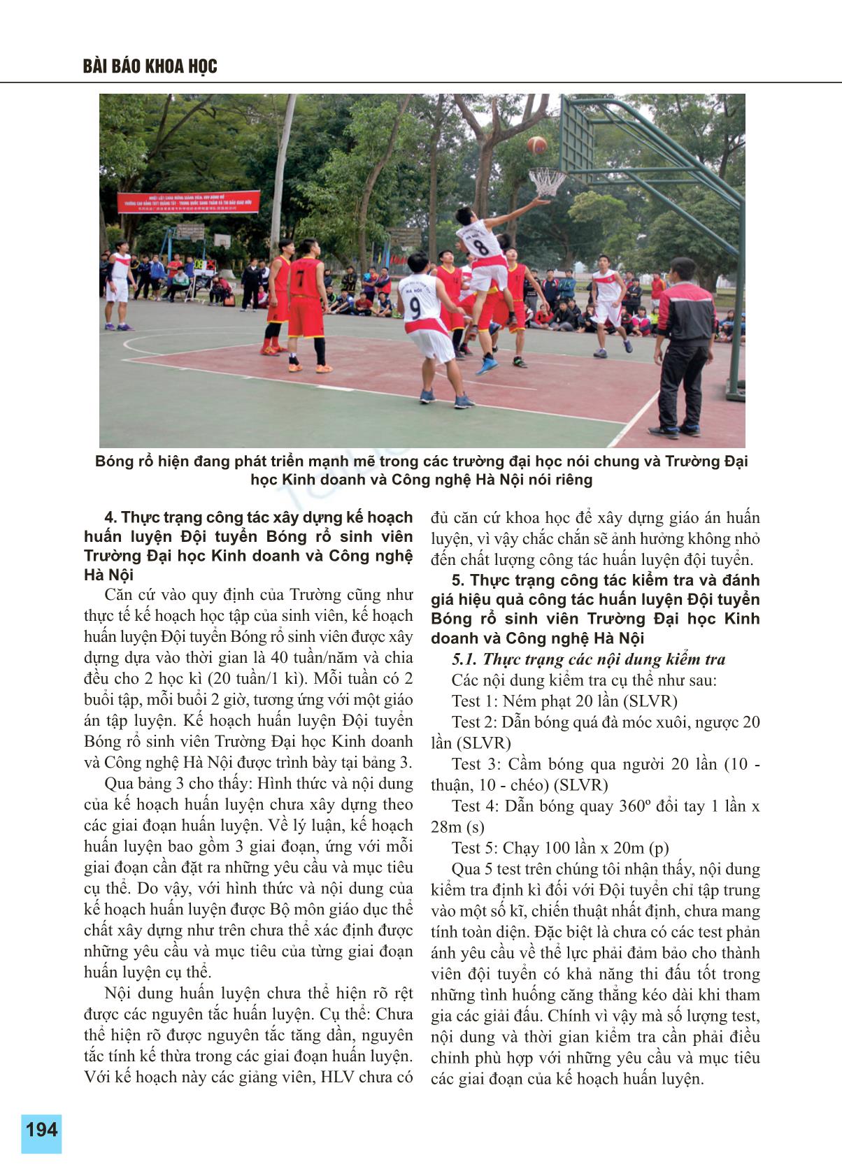Thực trạng các yếu tố ảnh hưởng tới công tác huấn luyện đội tuyển bóng rổ sinh viên trường Đại học Kinh doanh và công nghệ Hà Nội trang 3