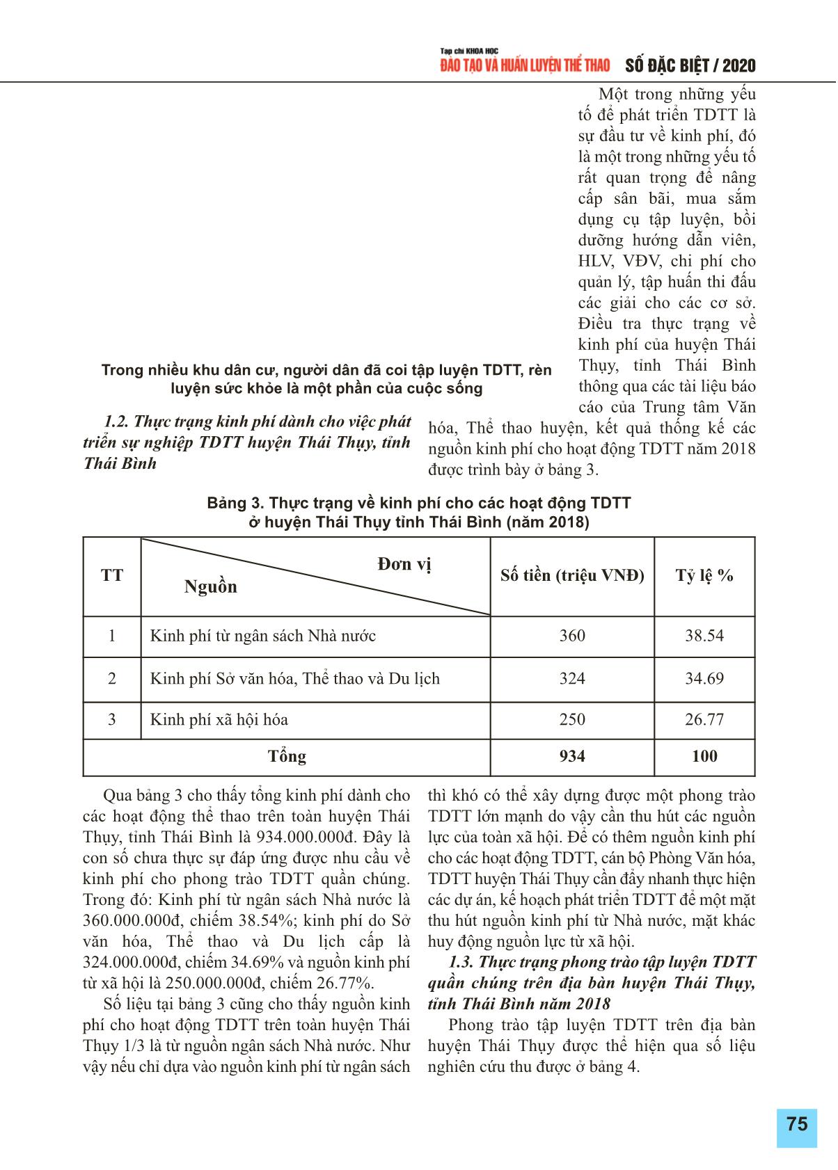 Thực trạng phong trào thể dục thể thao quần chúng và thể thao học đường trên địa bàn huyện Thái Thụy tỉnh Thái Bình trang 3