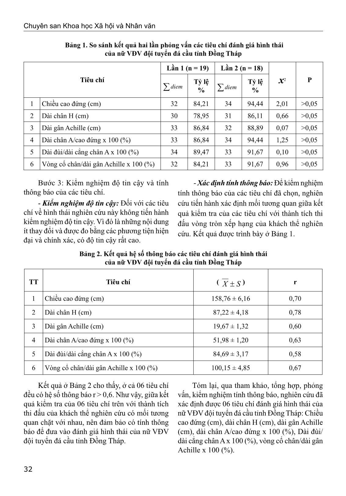 Xây dựng tiêu chuẩn đánh giá hình thái cho nữ vận động viên đội tuyển đá cầu tỉnh Đồng Tháp trang 3