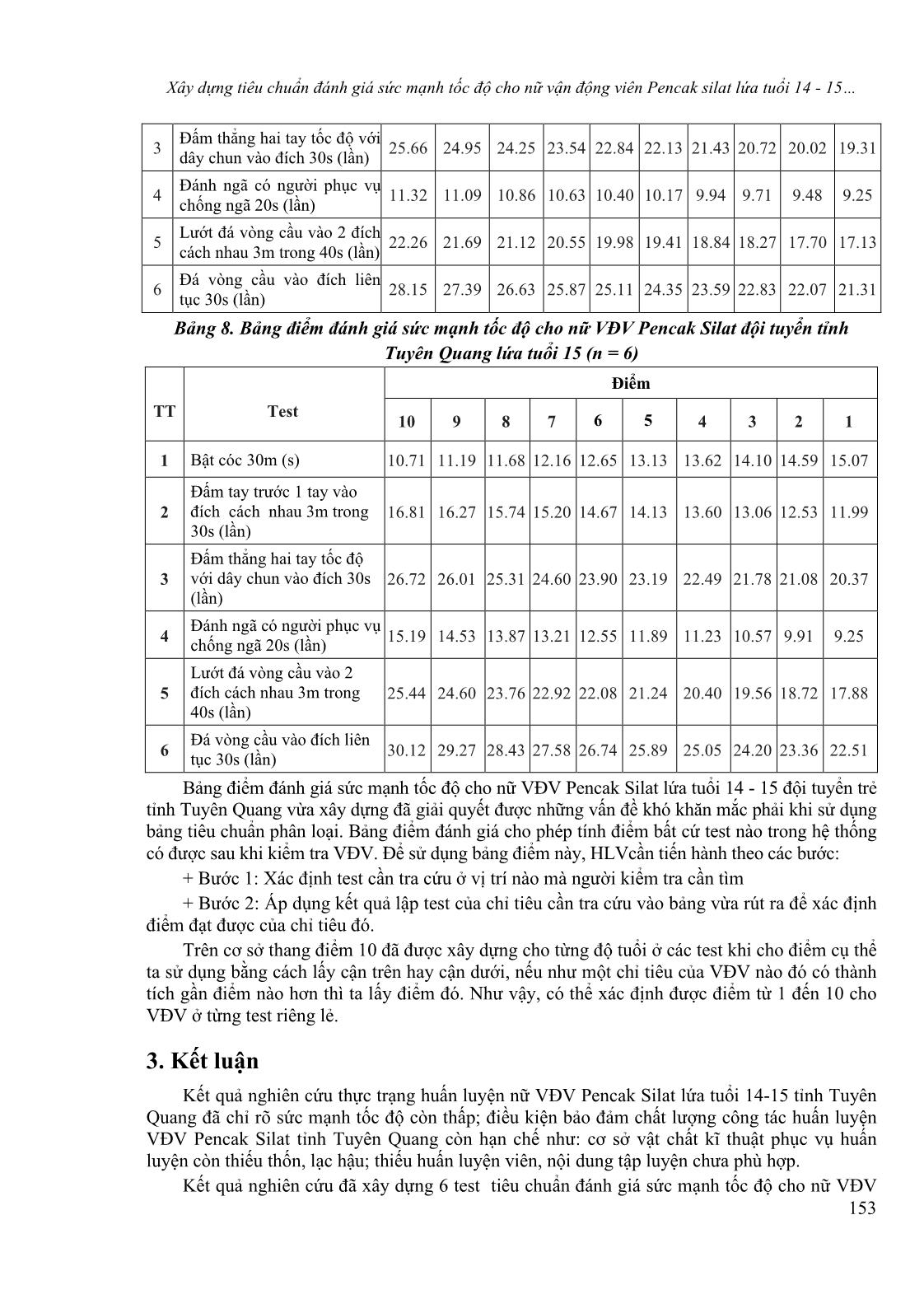 Xây dựng tiêu chuẩn đánh giá sức mạnh tốc độ cho nữ vận động viên pPncak Silat lứa tuổi 14 - 15 đội tuyển trẻ tỉnh Tuyên Quang trang 9