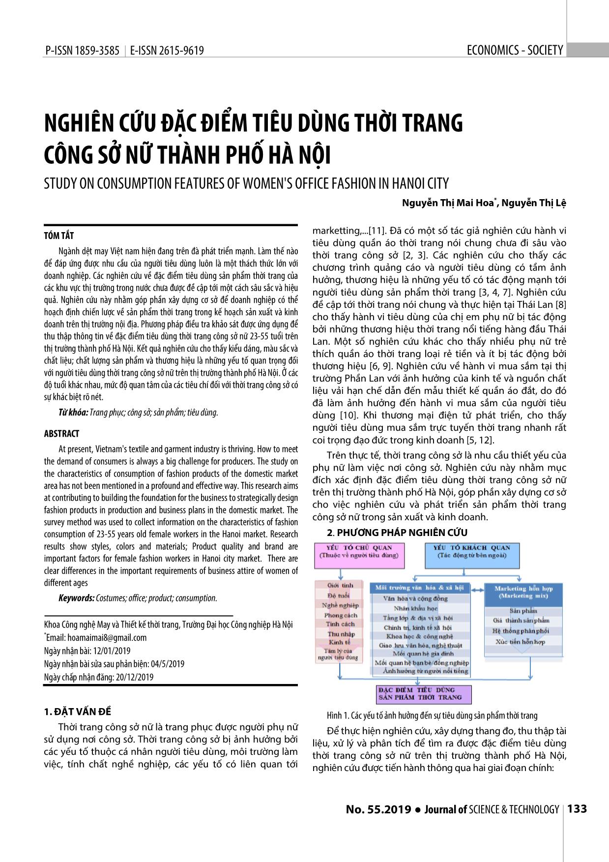 Nghiên cứu đặc điểm tiêu dùng thời trang công sở nữ thành phố Hà Nội trang 1