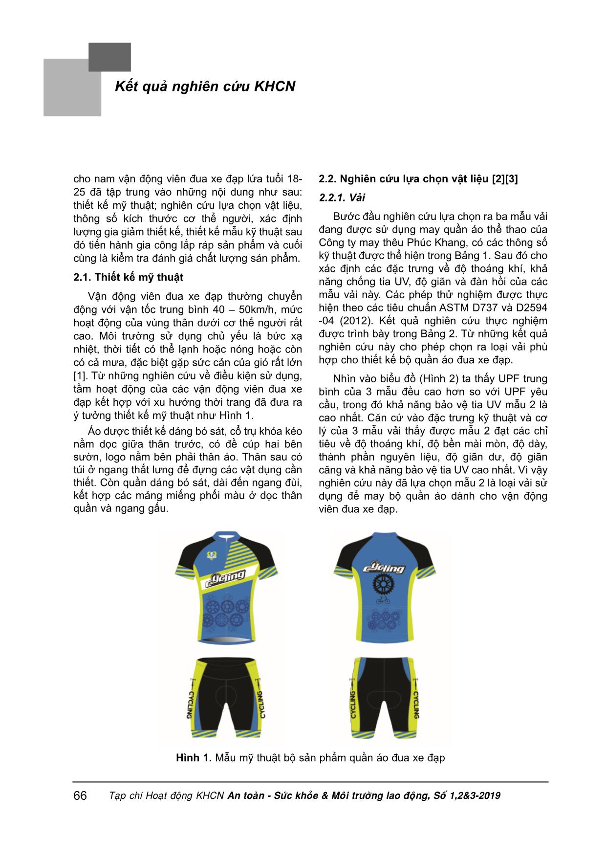 Nghiên cứu thiết kế quần áo cho nam vận động viên đua xe đạp lứa tuổi từ 18-25 trang 2