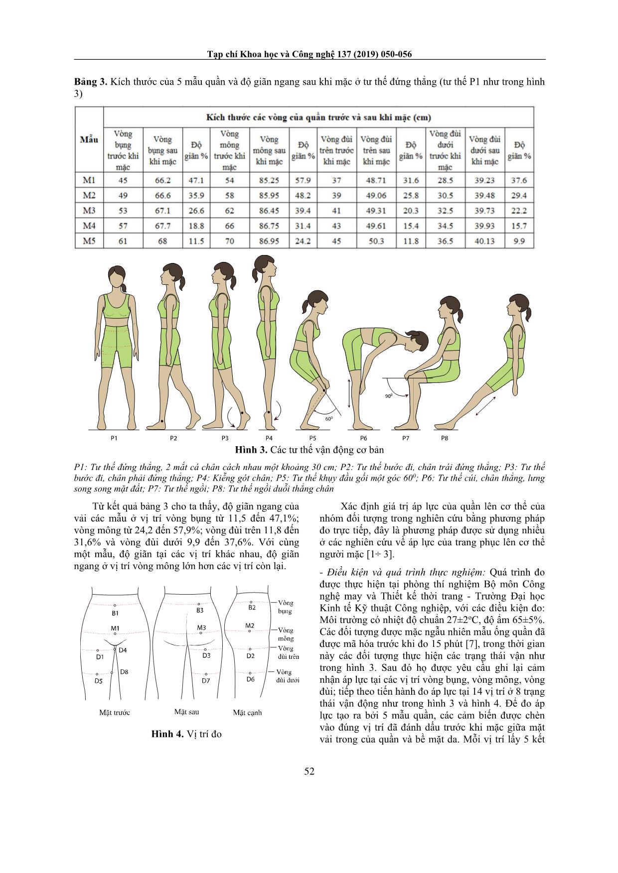 Nghiên cứu xác định áp lực tiện nghi lên cơ thể nữ thanh niên Việt Nam trong quá trình mặc quần định hình tạo dáng cơ thể trang 3