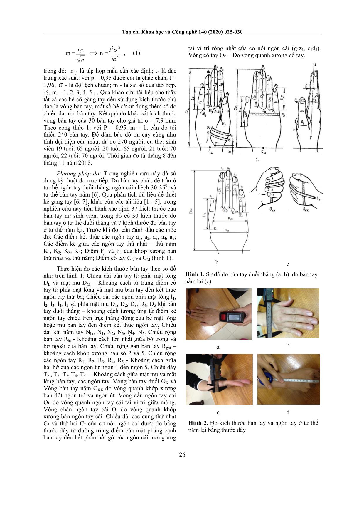 Nghiên cứu xây dựng hệ thống cỡ số bàn tay nữ sinh viên Hưng Yên phục vụ thiết kế găng tay da trang 2