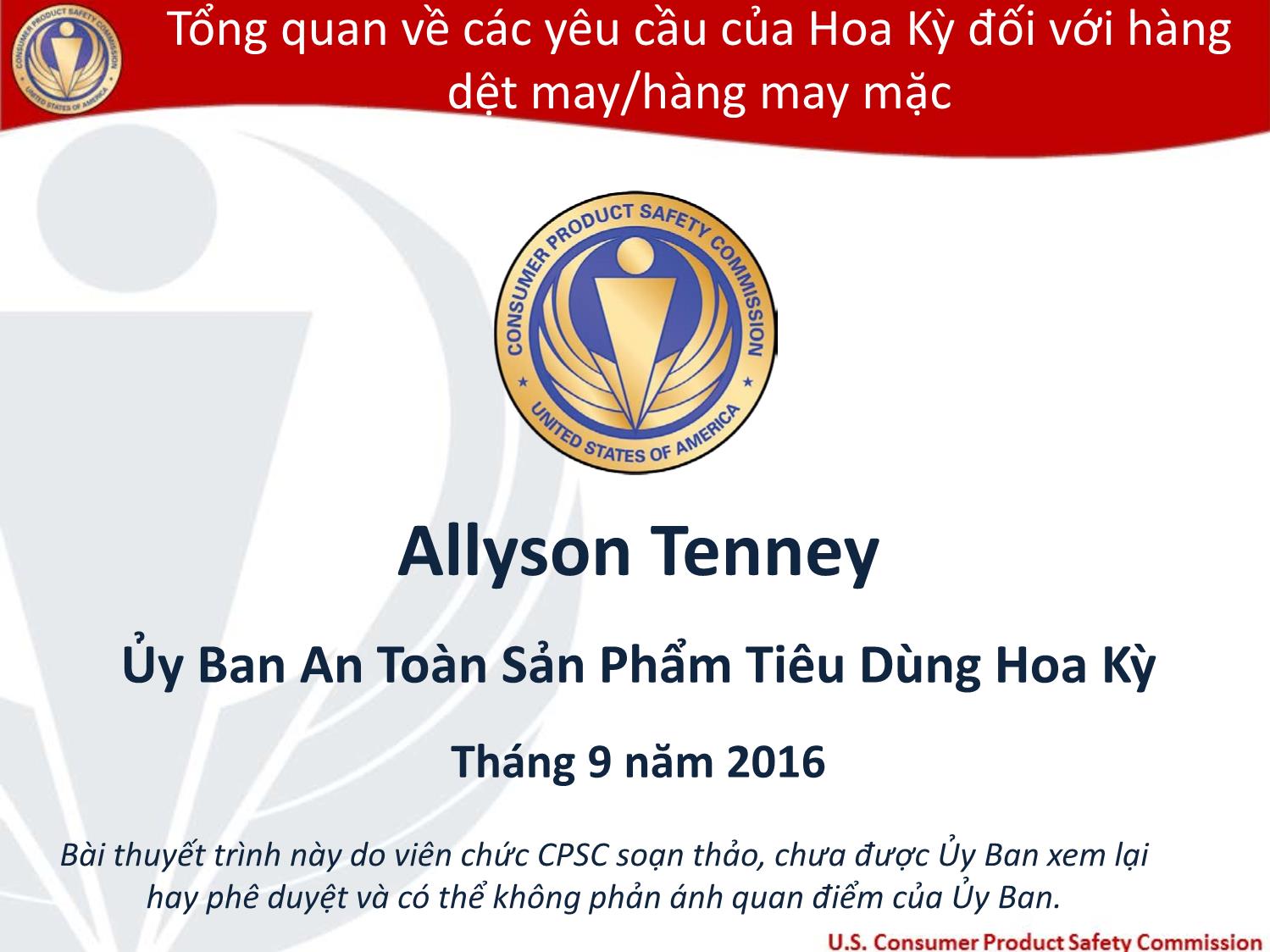 Bài giảng Ủy ban an toàn sản phẩm tiêu dùng Hoa Kỳ trang 1