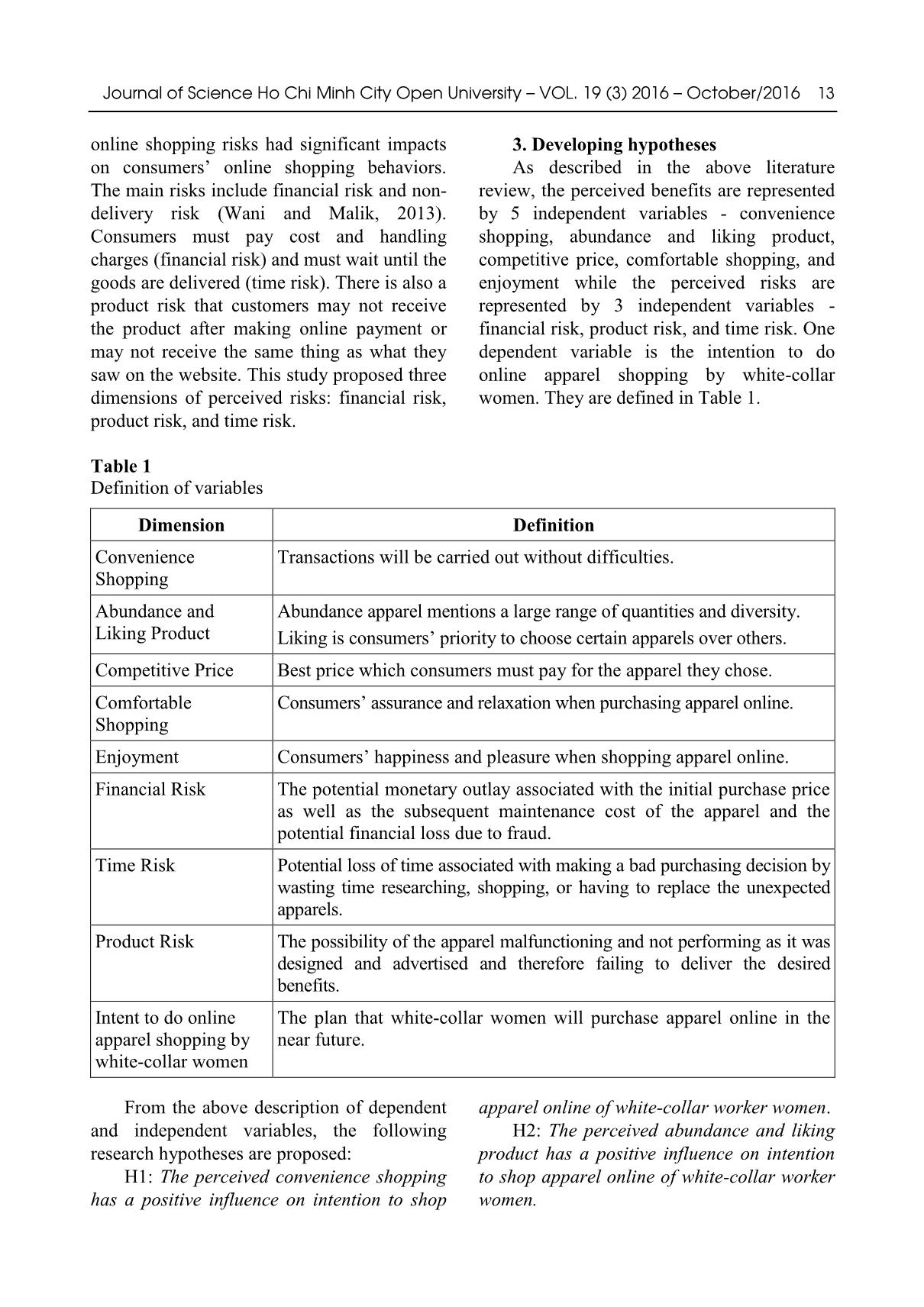 The effect of perceived benefits and perceived risks on intention to shop apparel online by white - collar women in Viet Nam trang 3