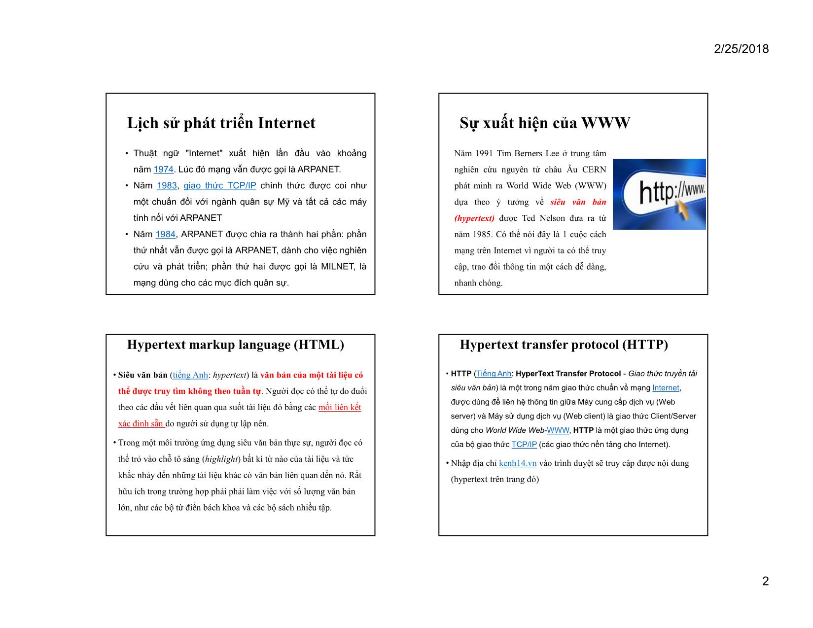 Bài giảng Thương mại điện tử - Bài 2: Kiến thức chung về Internet và mạng - Huỳnh Hạnh Phúc trang 2