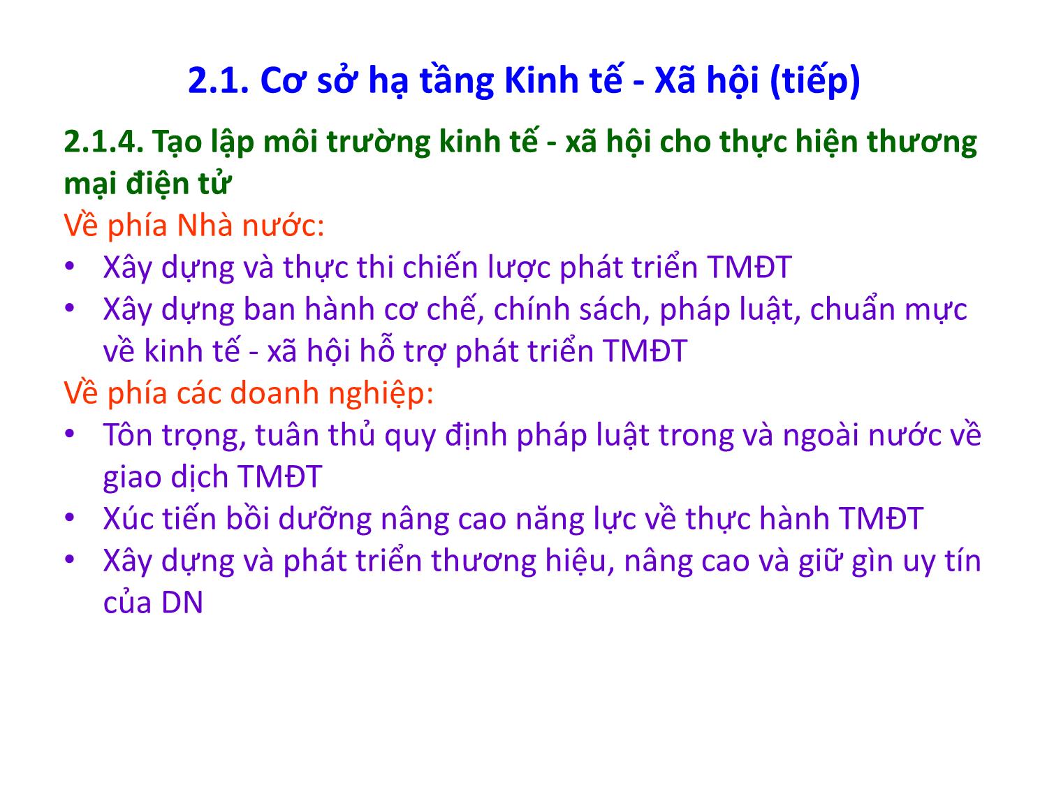 Bài giảng Thương mại điện tử căn bản - Chương 2: Cơ sở hạ tầng kinh tế, xã hội, pháp lý, hạ tầng mạng, công nghệ của thương mại điện tử - Nguyễn Anh Tuấn trang 5