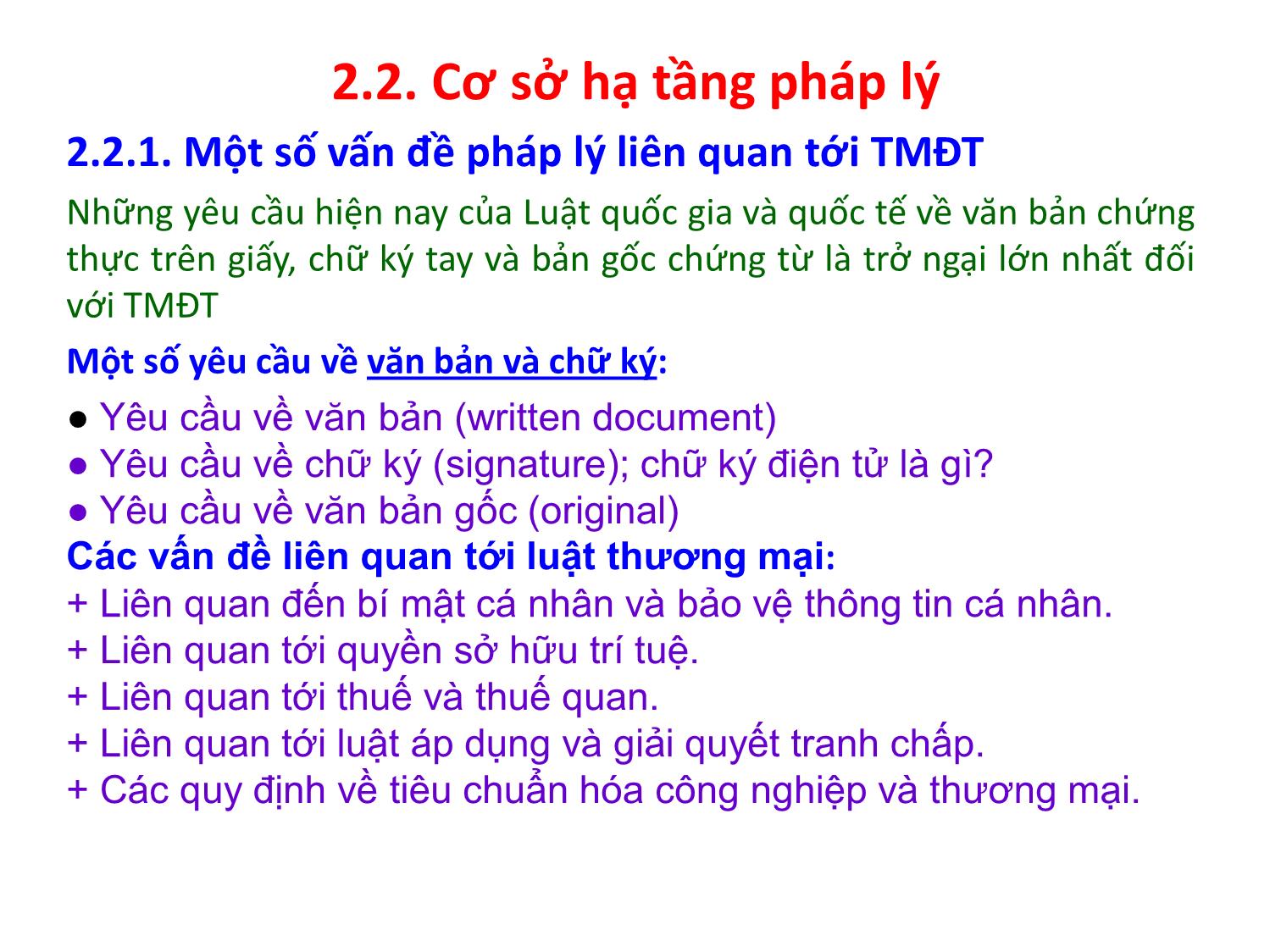 Bài giảng Thương mại điện tử căn bản - Chương 2: Cơ sở hạ tầng kinh tế, xã hội, pháp lý, hạ tầng mạng, công nghệ của thương mại điện tử - Nguyễn Anh Tuấn trang 8