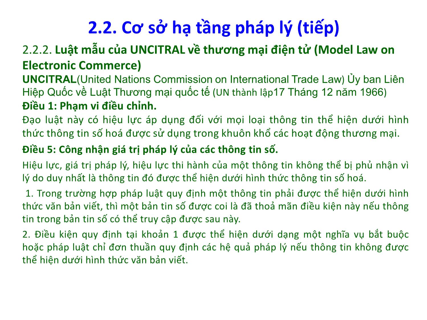 Bài giảng Thương mại điện tử căn bản - Chương 2: Cơ sở hạ tầng kinh tế, xã hội, pháp lý, hạ tầng mạng, công nghệ của thương mại điện tử - Nguyễn Anh Tuấn trang 9